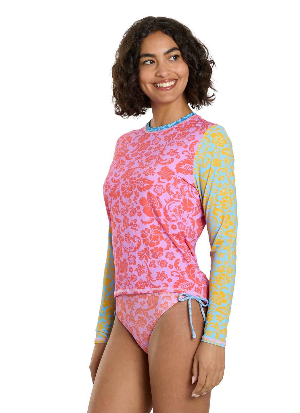 Roxy Women's Tapestry Patchwork Sea Skippin Long Sleeve Rash Guard、mySite、noshort