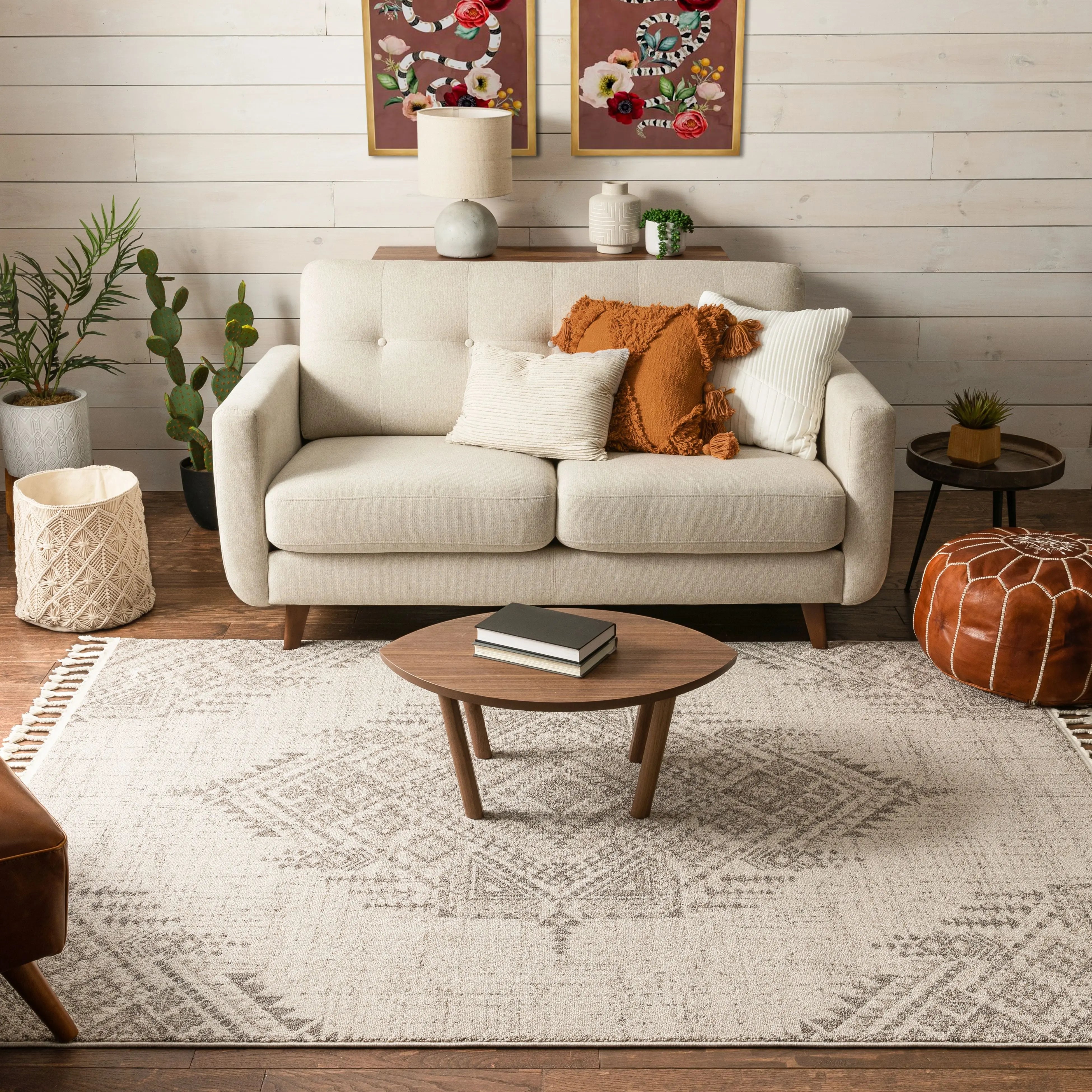 Anette Vintage Distressed Medallion Beige Kilim-Style Rug、mySite、gigharbornorthrealestate