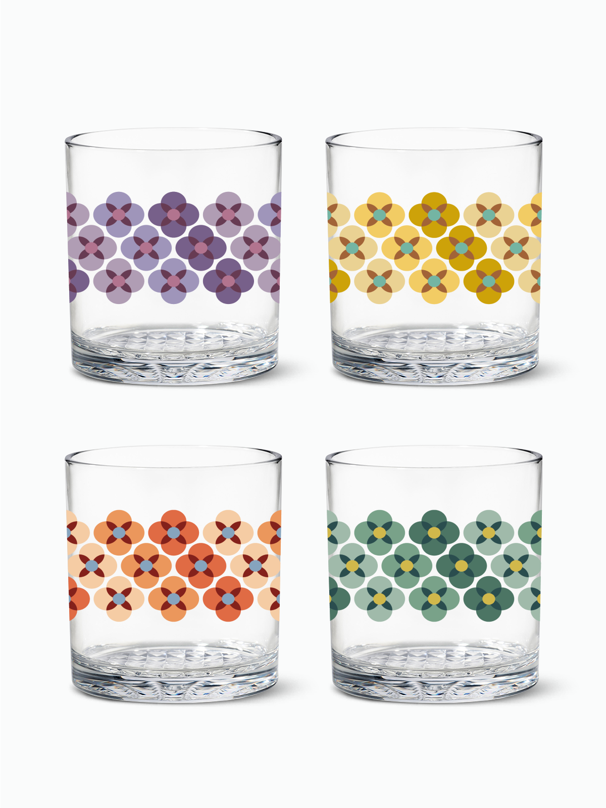 70's Flower Pattern - RESERVE 12oz Old Fashioned Tritan Copolyester Glass、mySite、camillekostekn
