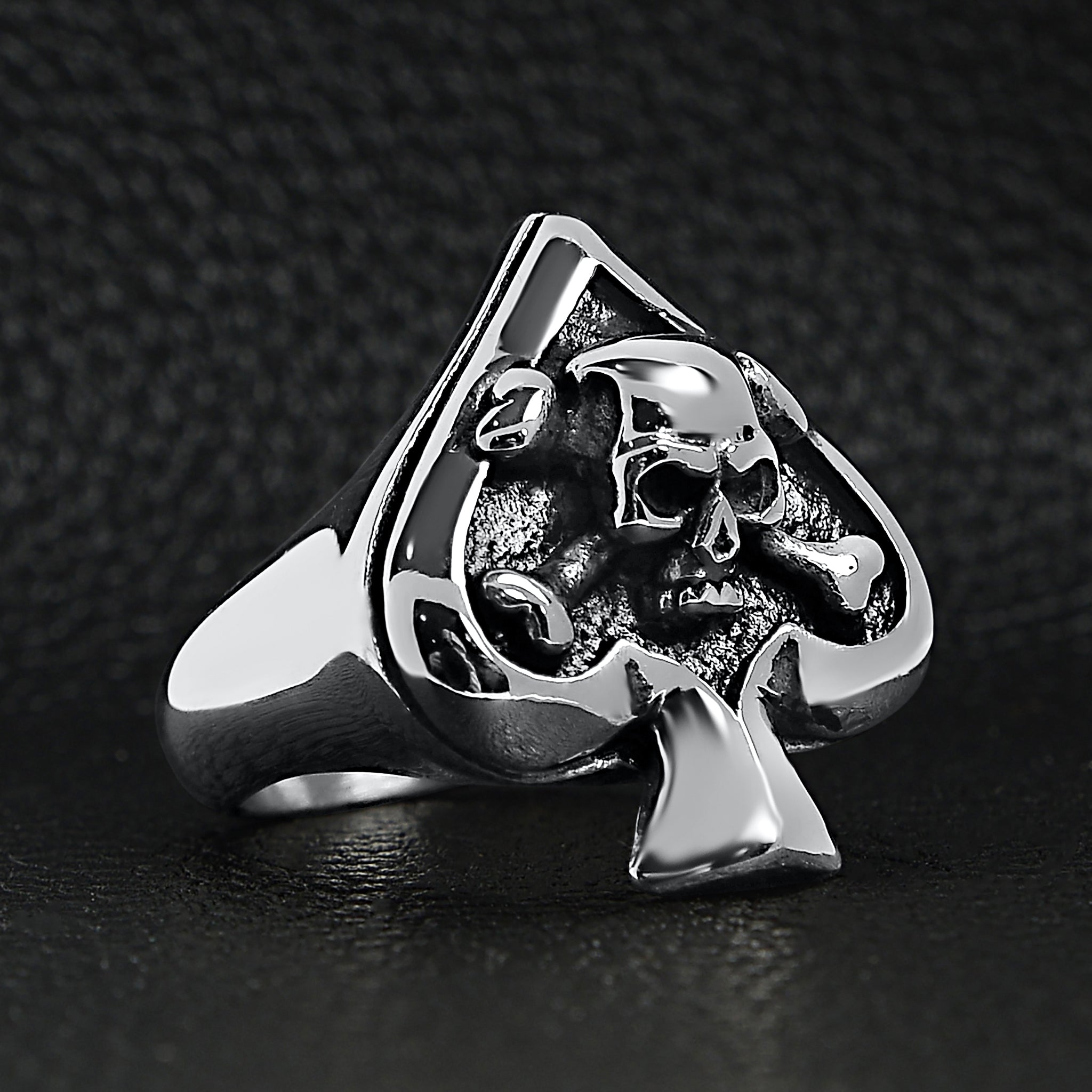 Stainless Steel Polished Skull of Spades Ace Signet Ring / SCR3070、mySite、dreamappss