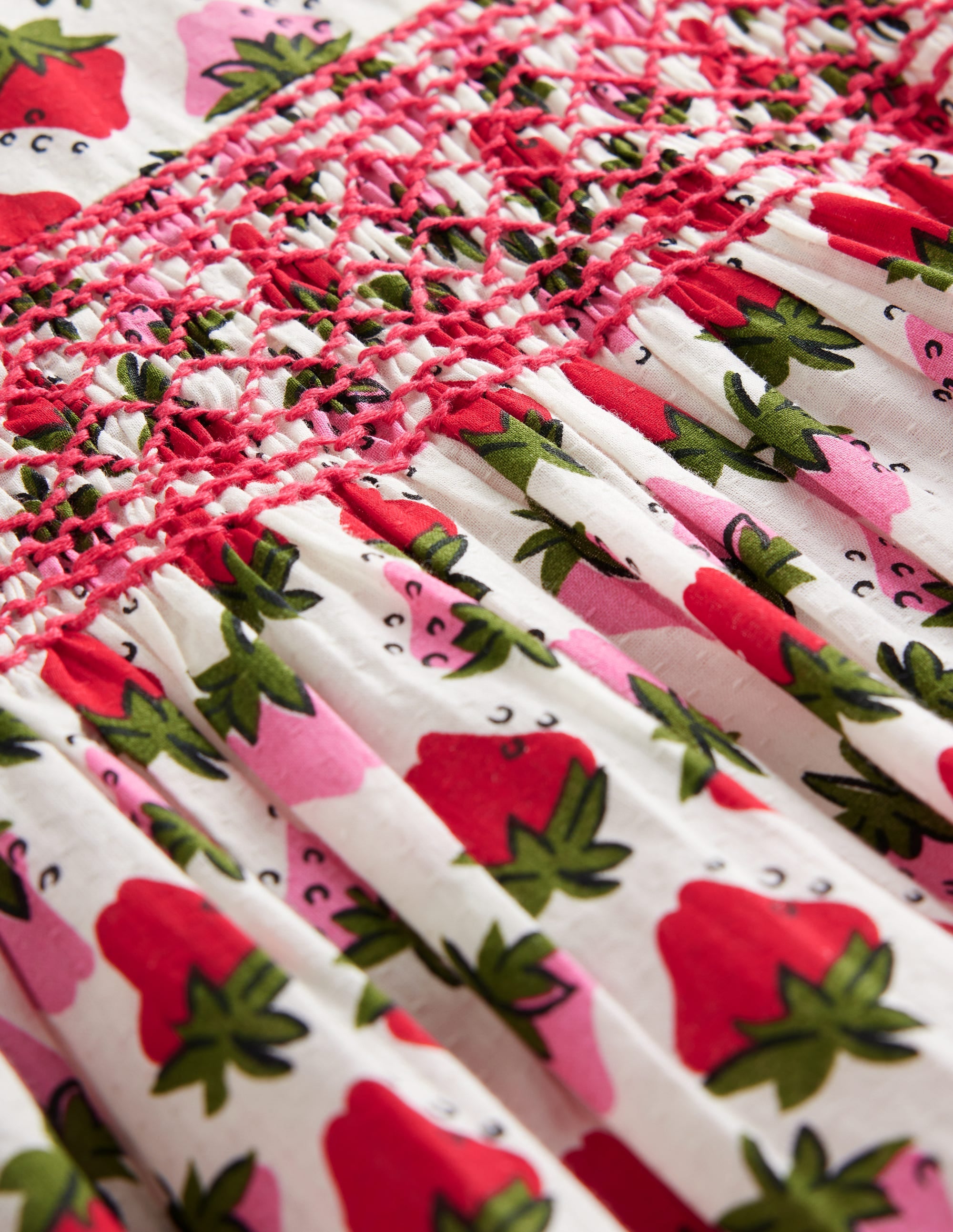  Smocked Lace Trim Dress-Vintage Strawberry Stamp、mySite、ashleygrahame