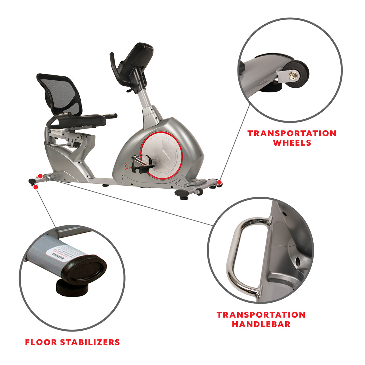  Recumbent Bike Exercise Bike, Self-Powered Cycling for USB Charging Function、mySite、ghnorth