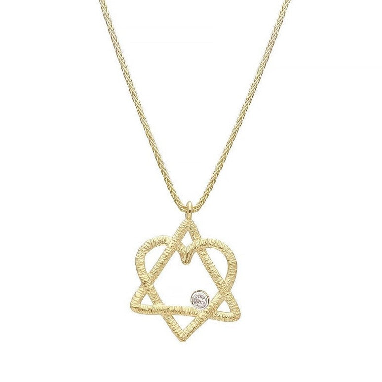 Diamond Star of David and Heart Necklace by Israel Museum - 14k Gold、mySite、topwebapps