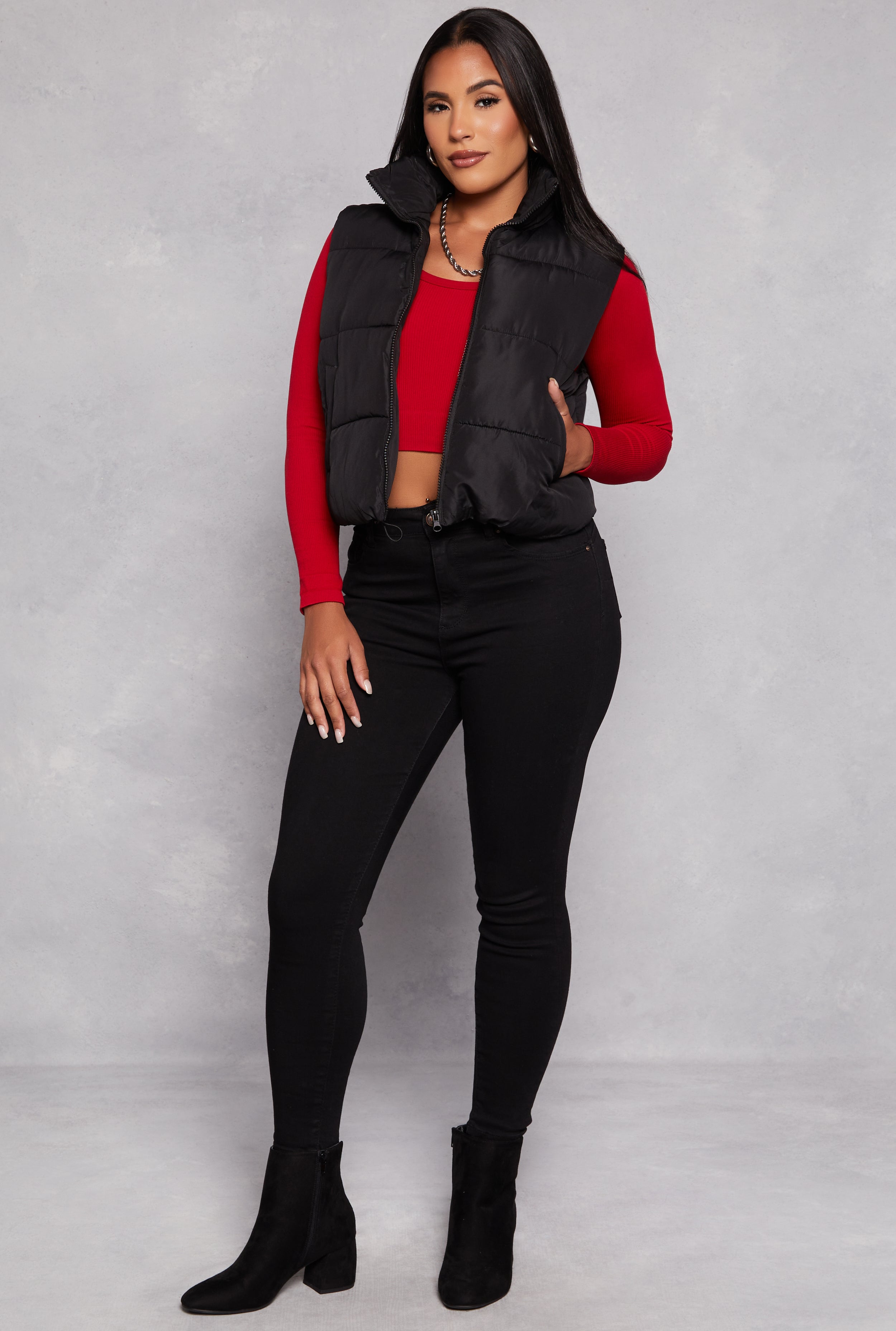 Almost Famous Zip Front Puffer Vest、mySite、camillekostekn