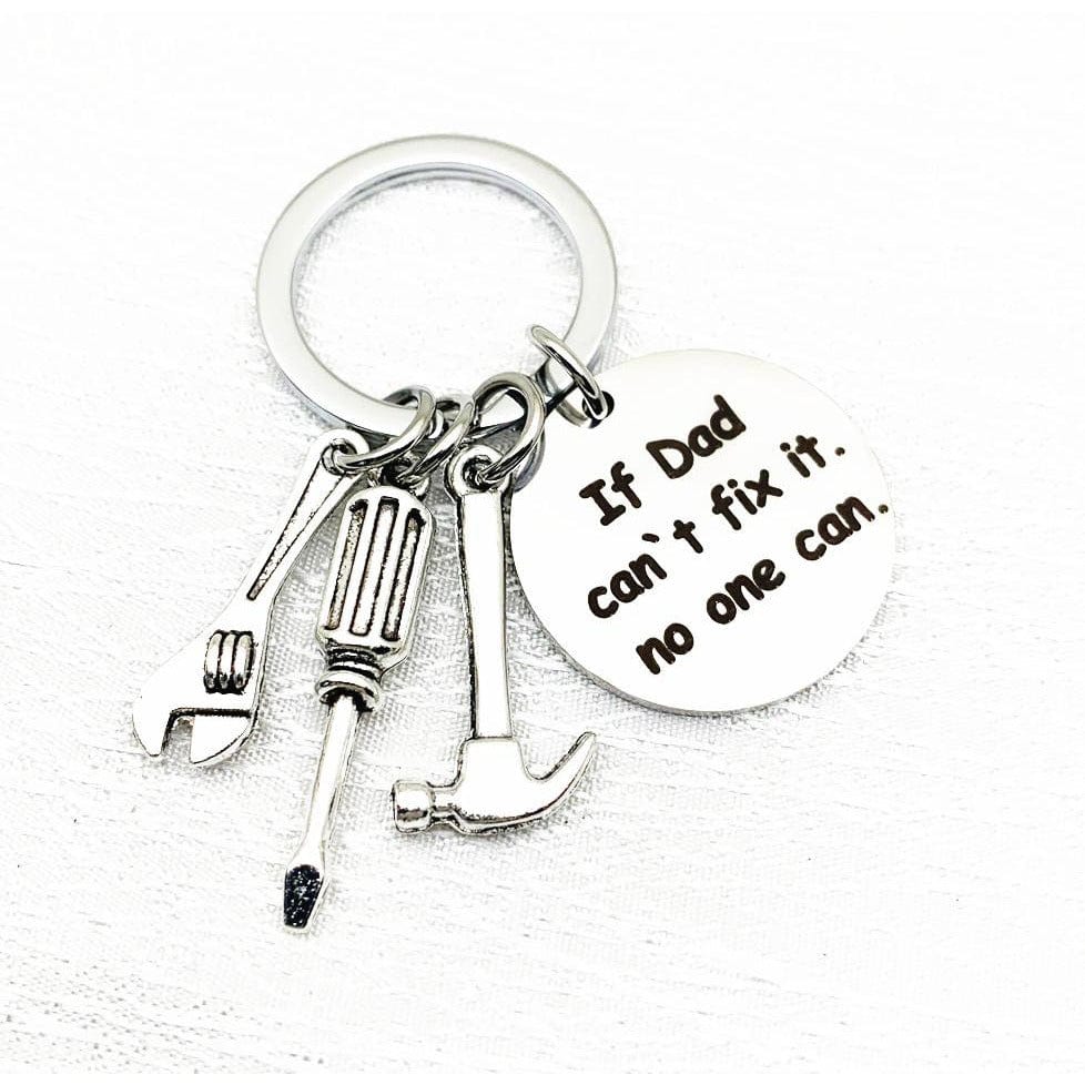 Keychains for Father's Gift-First Love and If Dad Can't Fix It Cute Gifts for Dads Stainless Steel、mySite、g9winljtr