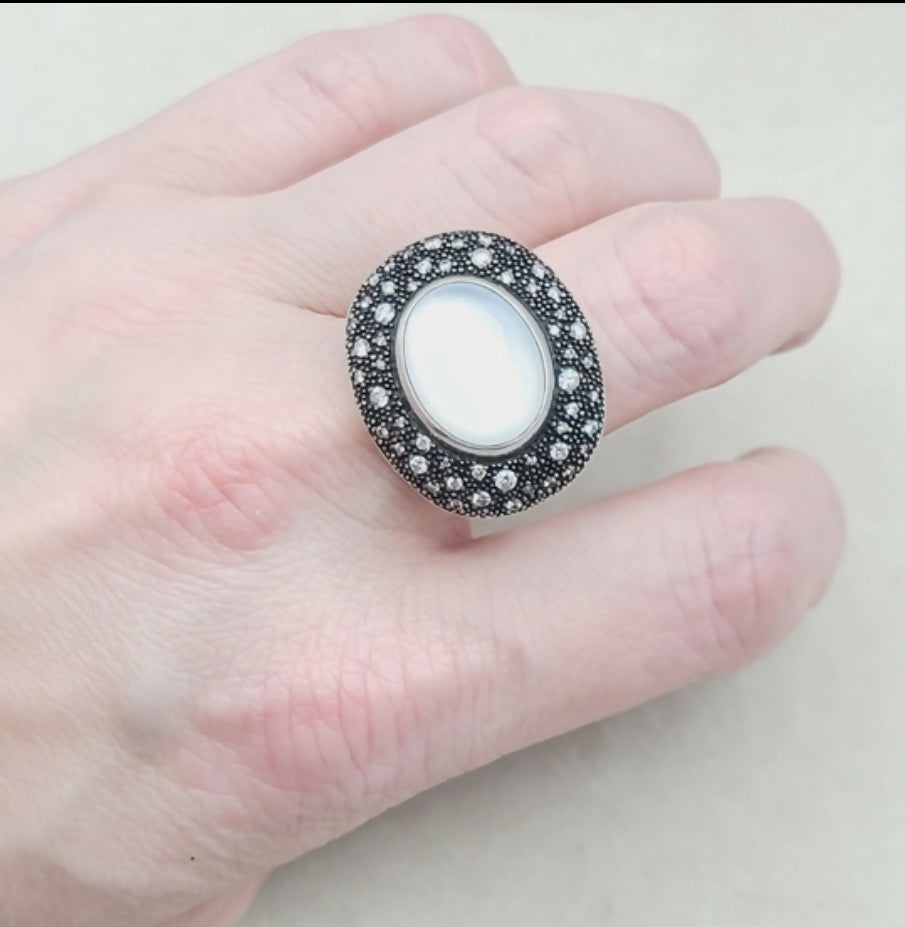 David Yurman Large Midnight Melange Ring 鈥?Moon Quartz、mySite、hinf8tx79
