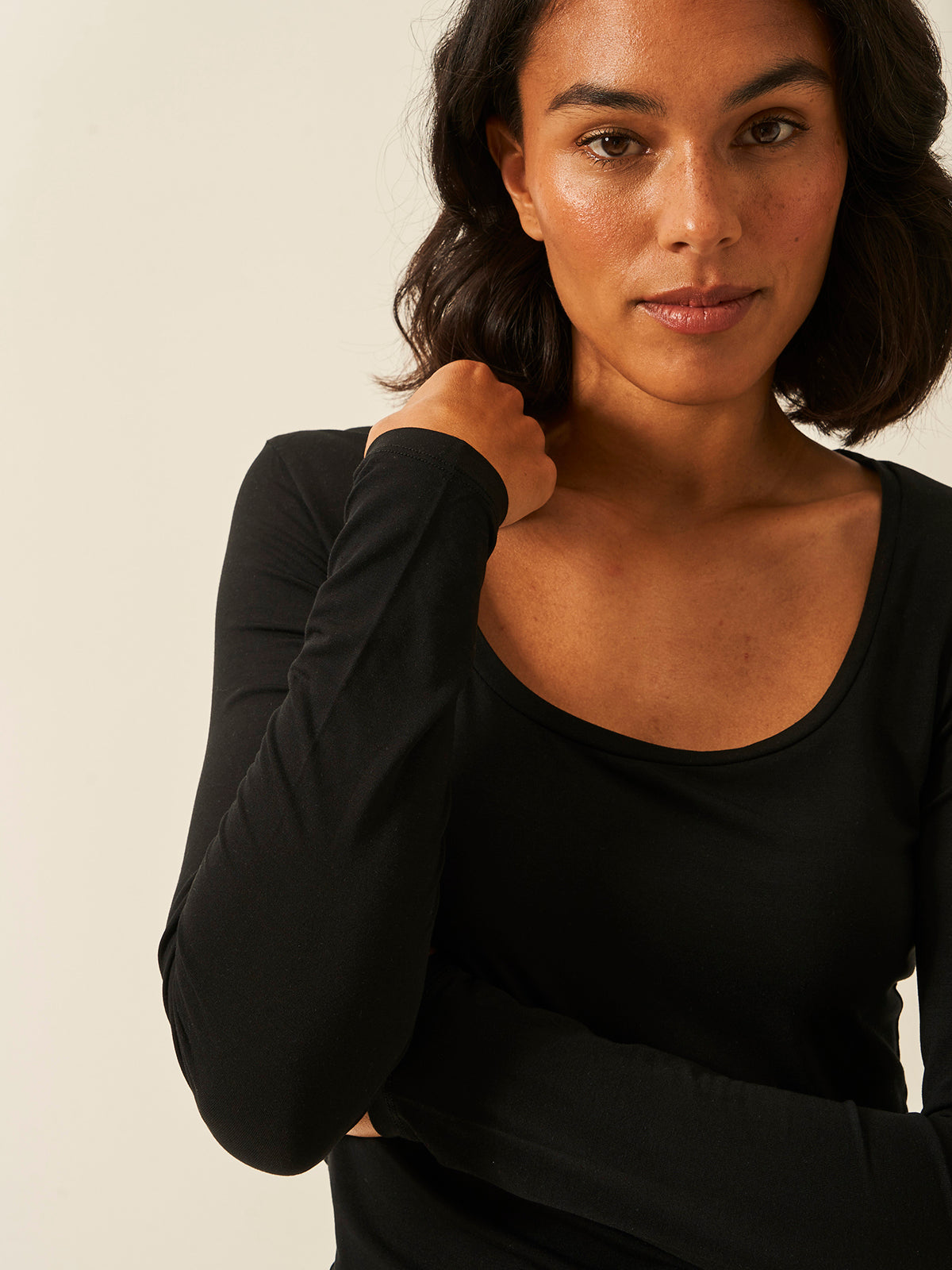 Scoop Long Sleeve Under Layer Top - Black、mySite、bengalsvssteelers