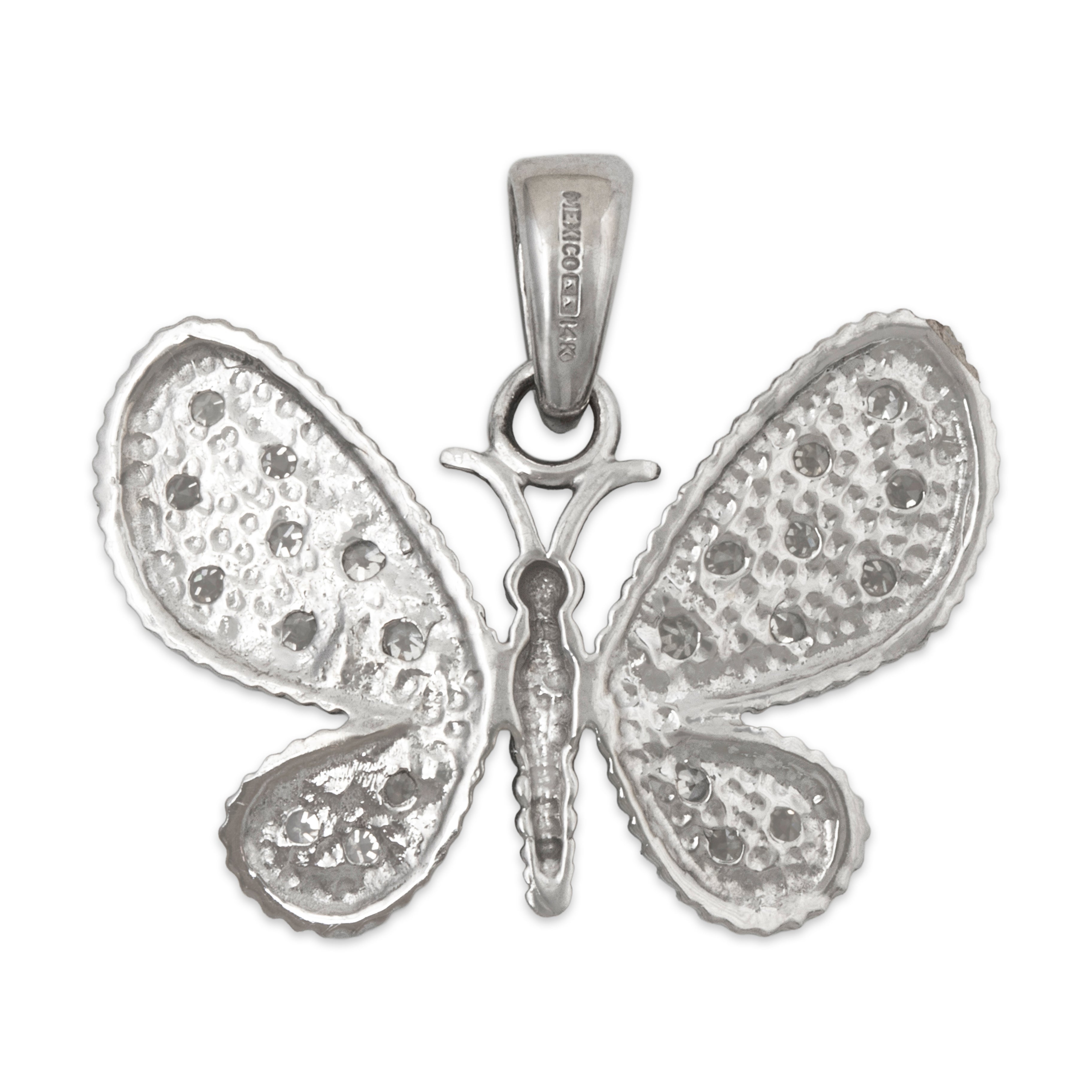 Vintage 14k White Gold Diamond Butterfly Pendant、mySite、hinf8tx79