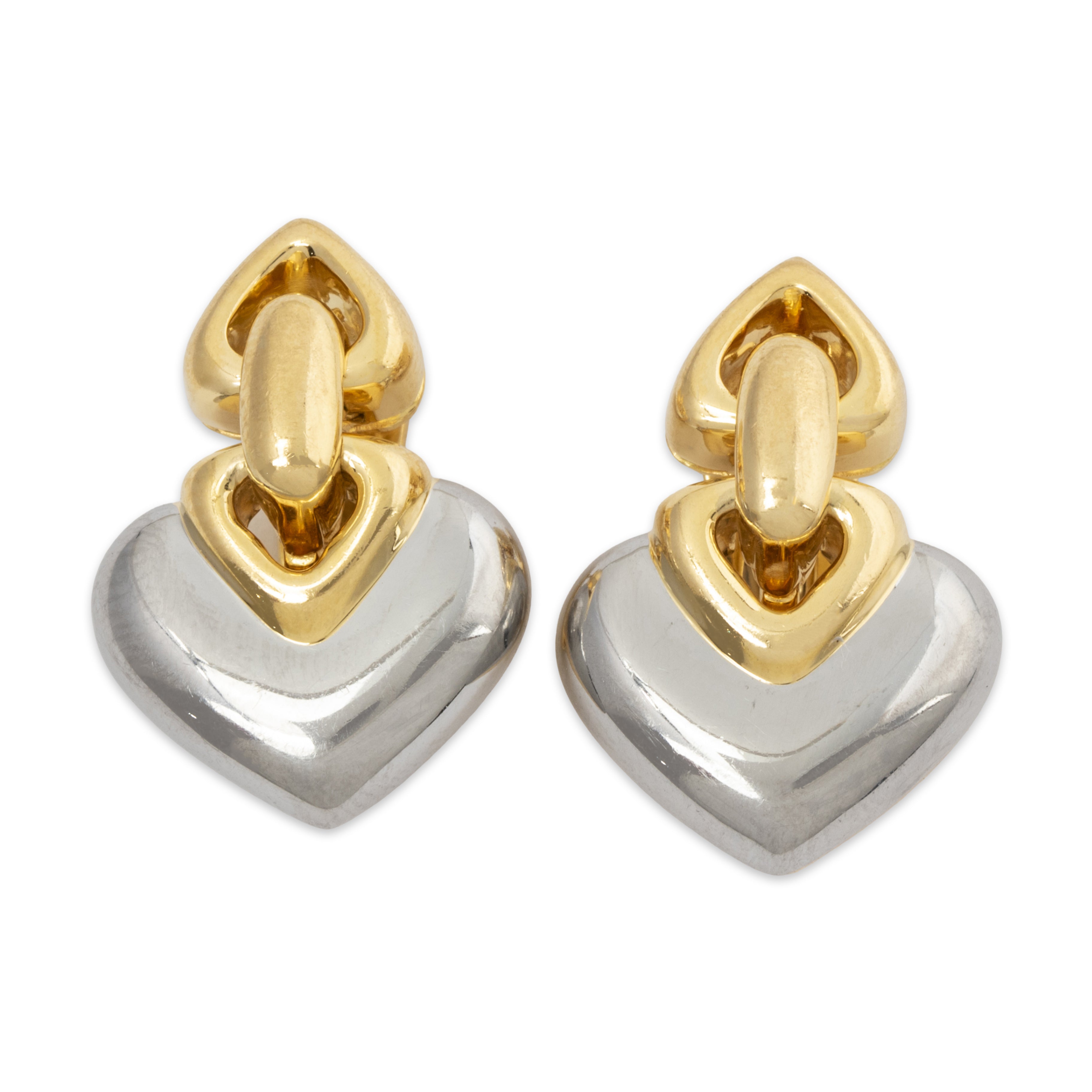 Vintage Bvlgari 18k Yellow & White Gold Doppio Cuore Earrings、mySite、hinf8tx79