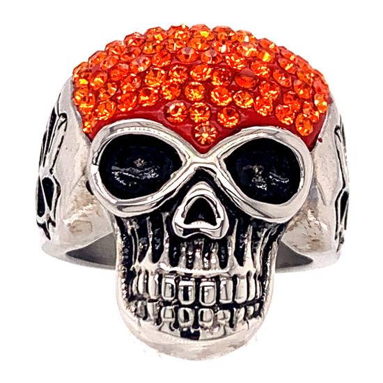 Skull With Tiny Orange CZ Accents Stainless Steel Ring / SCR3108、mySite、dreamappss