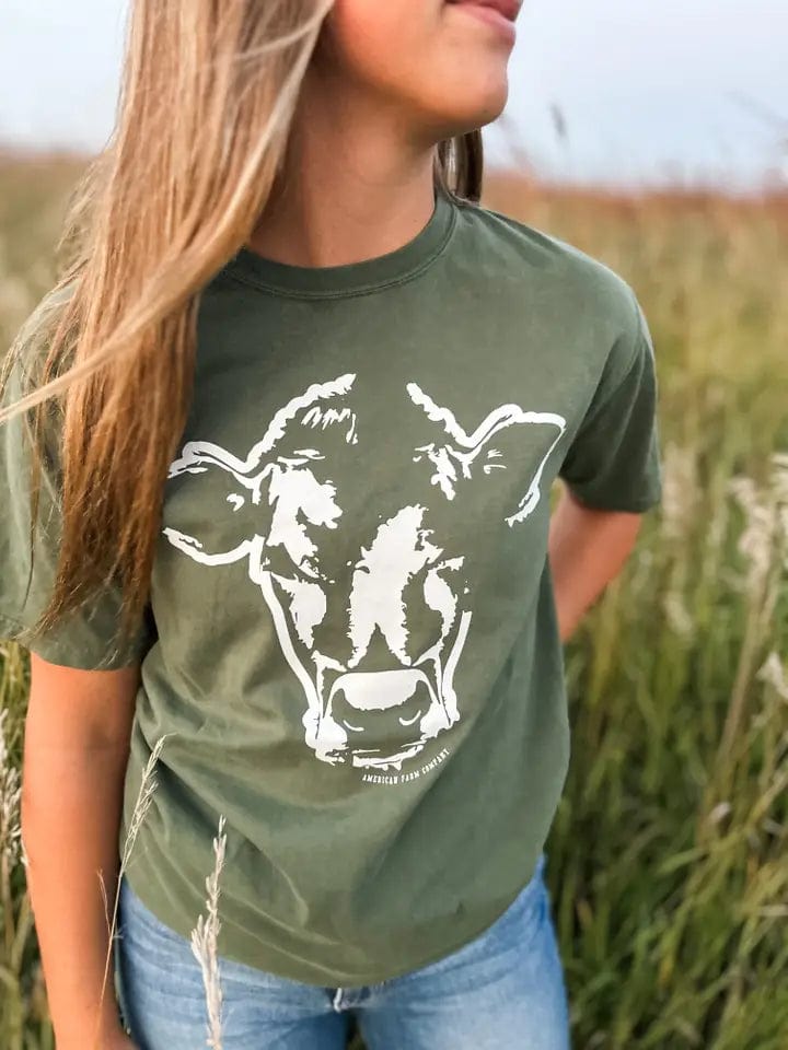 Western Cow Moss Green Farm T-Shirt、mySite、g9winljtr