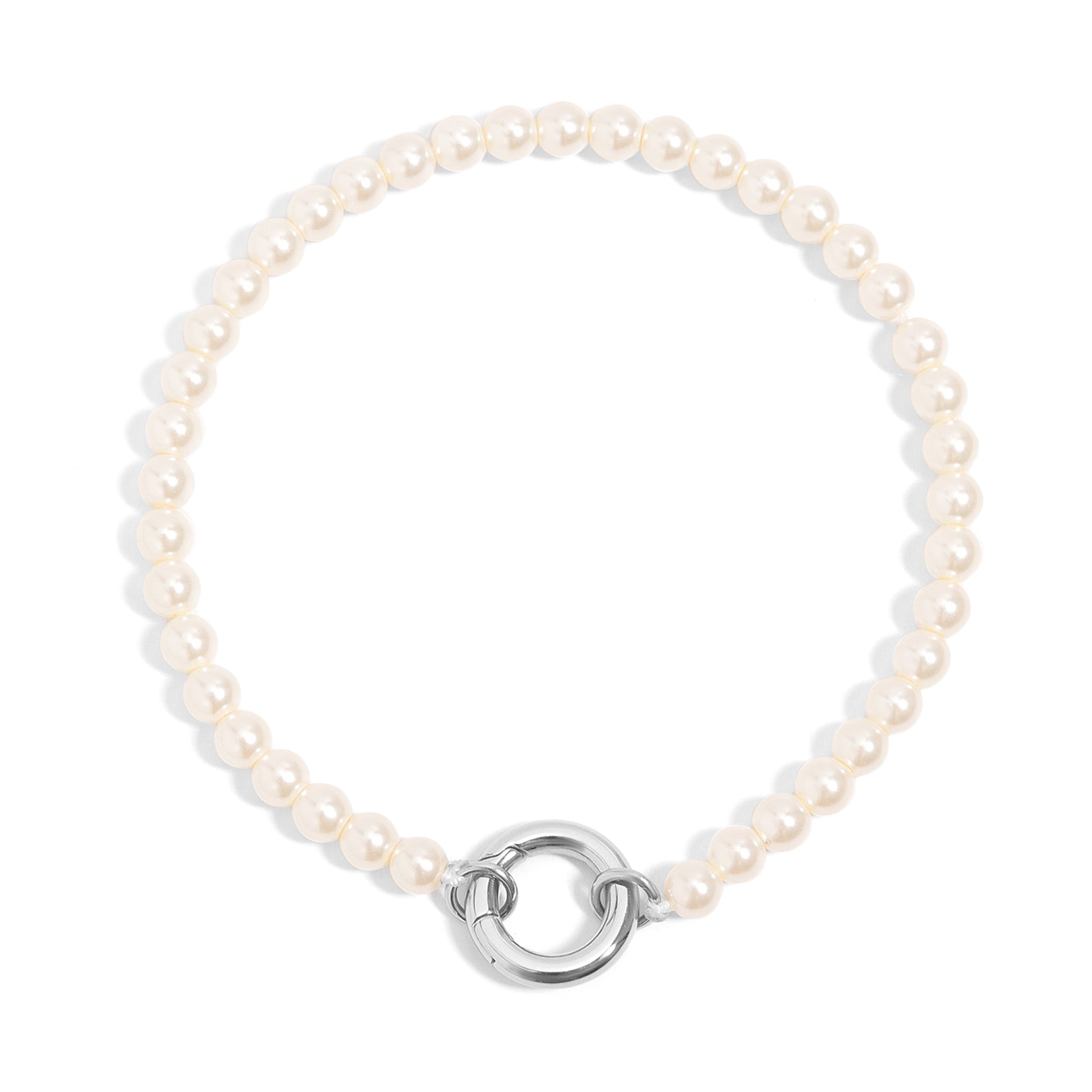 18K Gold PVD Stainless Steel Glass Pearl Charm Keeper Bracelet / SBB0337、mySite、dreamappss