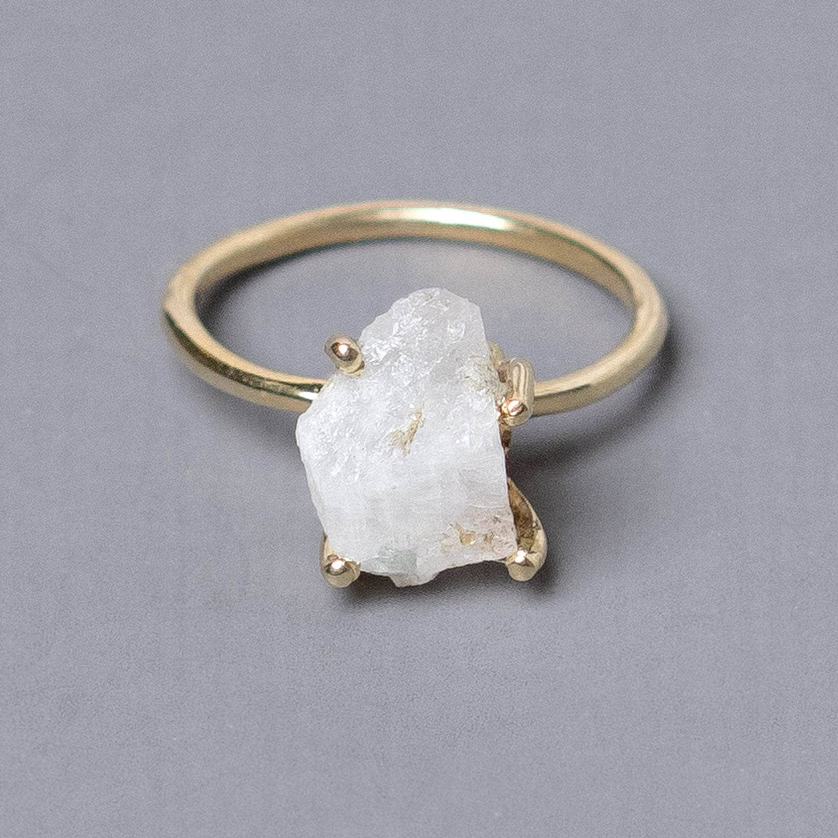 Rainbow Moonstone Raw Freeform Gold or Silver Ring、mySite、hinf8tx79