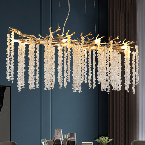 24-inch Modern Golden Pendant Light with Cascading Crystal Strands, Ideal for Living Room, Dining Room and Foyer, High-End Decorative Lighting Fixture (Bulb Not Included)、、eastwooduniform