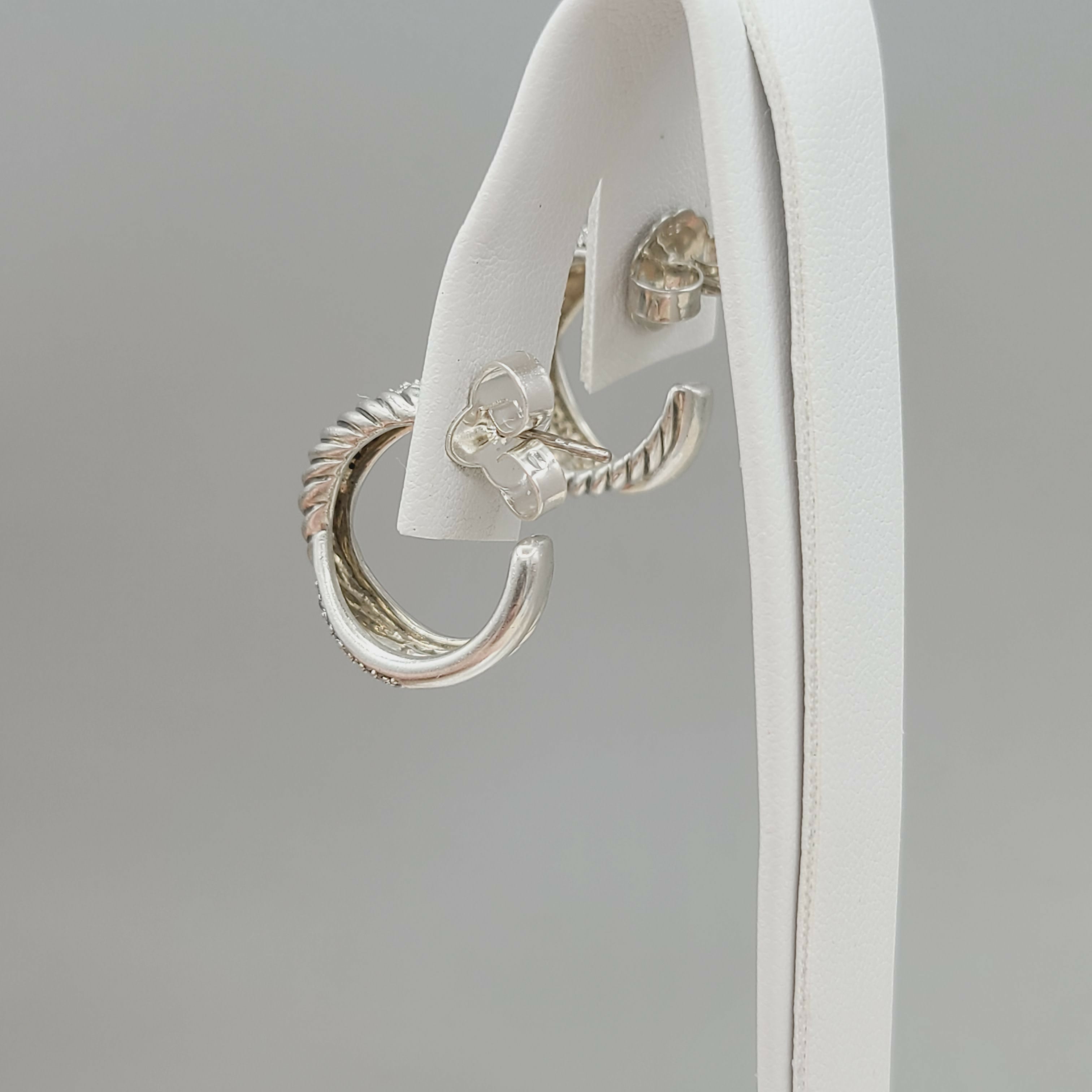 David Yurman Crossover Earrings Wide X Design with Diamonds、mySite、hinf8tx79