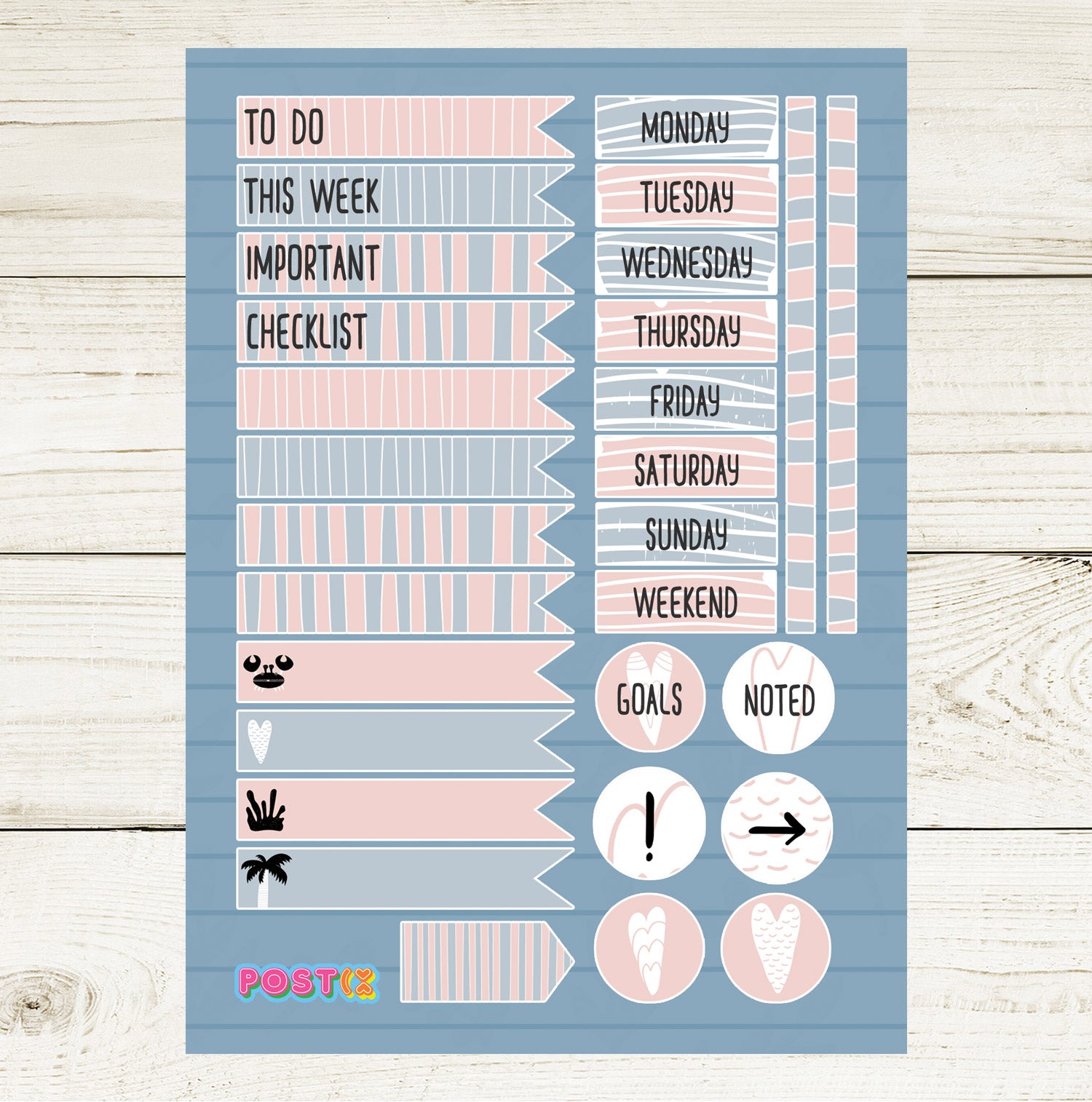  Beach Week Planner Sticker Sheet、mySite、ghnorth