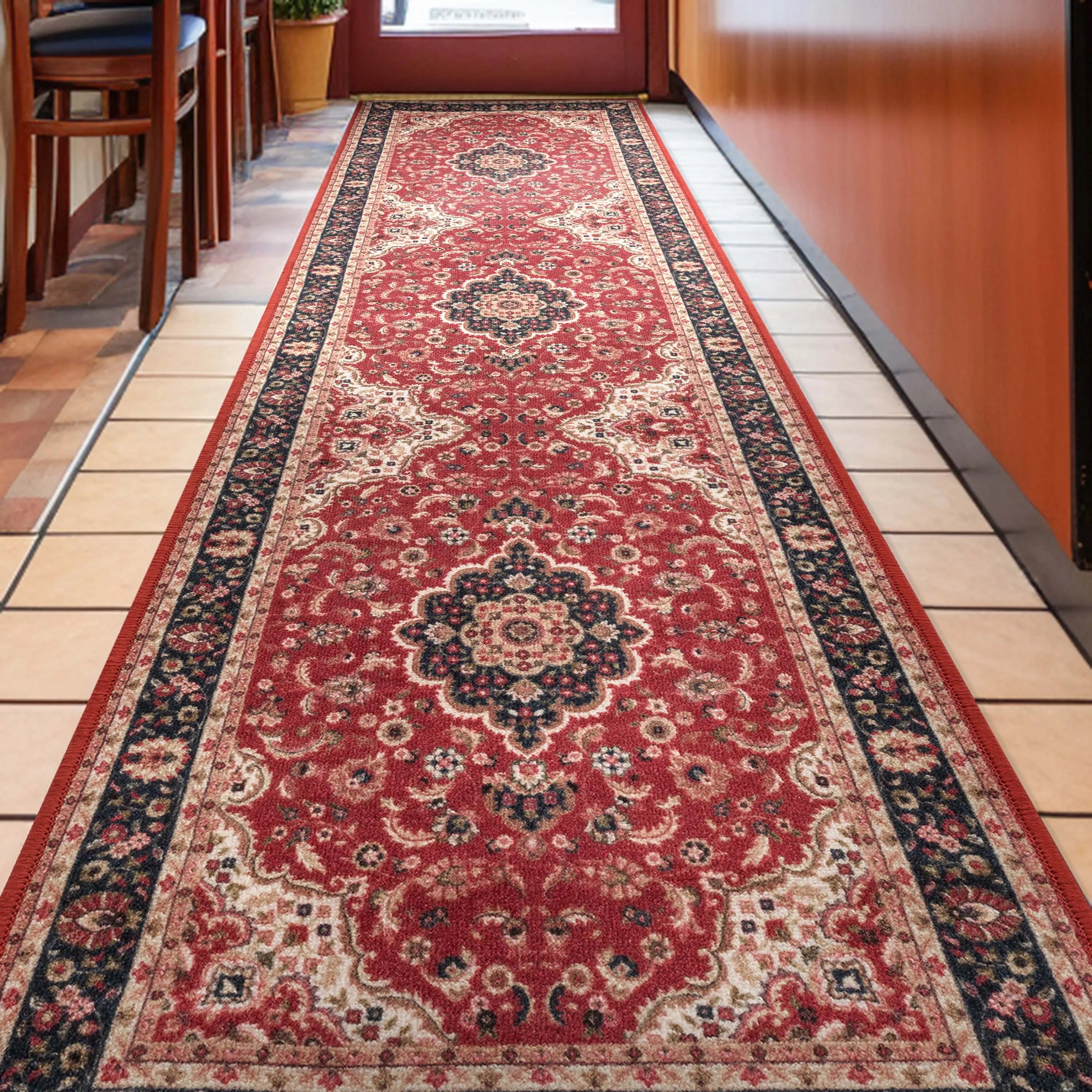Custom Size Runner Gene Medallion Persian Red Select Your Width x Choose Your Length Machine Washable Hallway Runner Rug、mySite、gigharbornorthrealestate