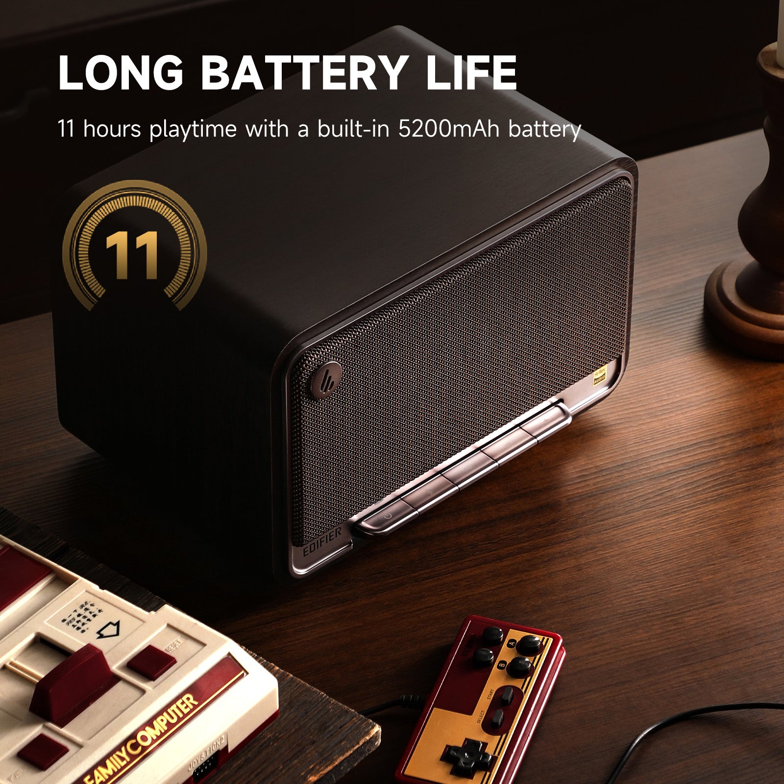 Edifier Tabletop Bluetooth Speakers Portable Wireless Speaker Wi-Fi Bluetooth Compatible AirPlay2 (Black Walnut)、mySite、camillekostekn