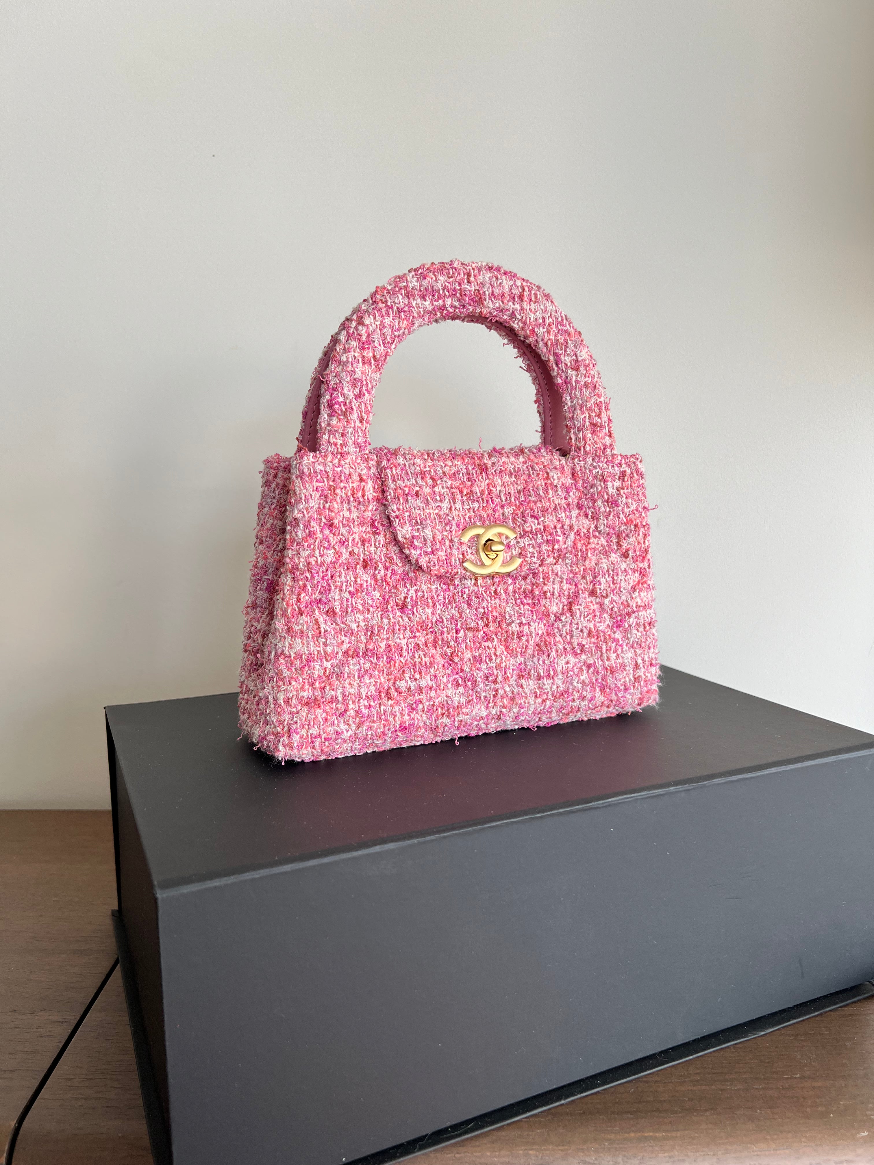 Chanel Kelly Shopping Bag Cotton Tweed Pink & Ecru (Mini)、mySite、garminoutage.com