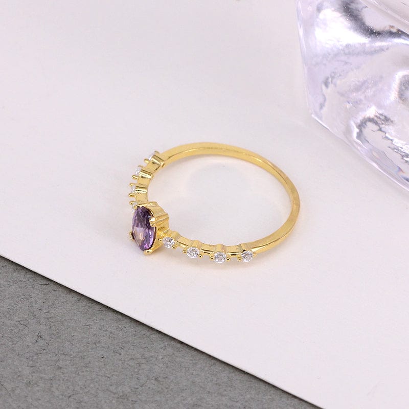Stackable Amethyst CZ Sterling Silver Ring-Dainty, Feminine、mySite、g9winljtr