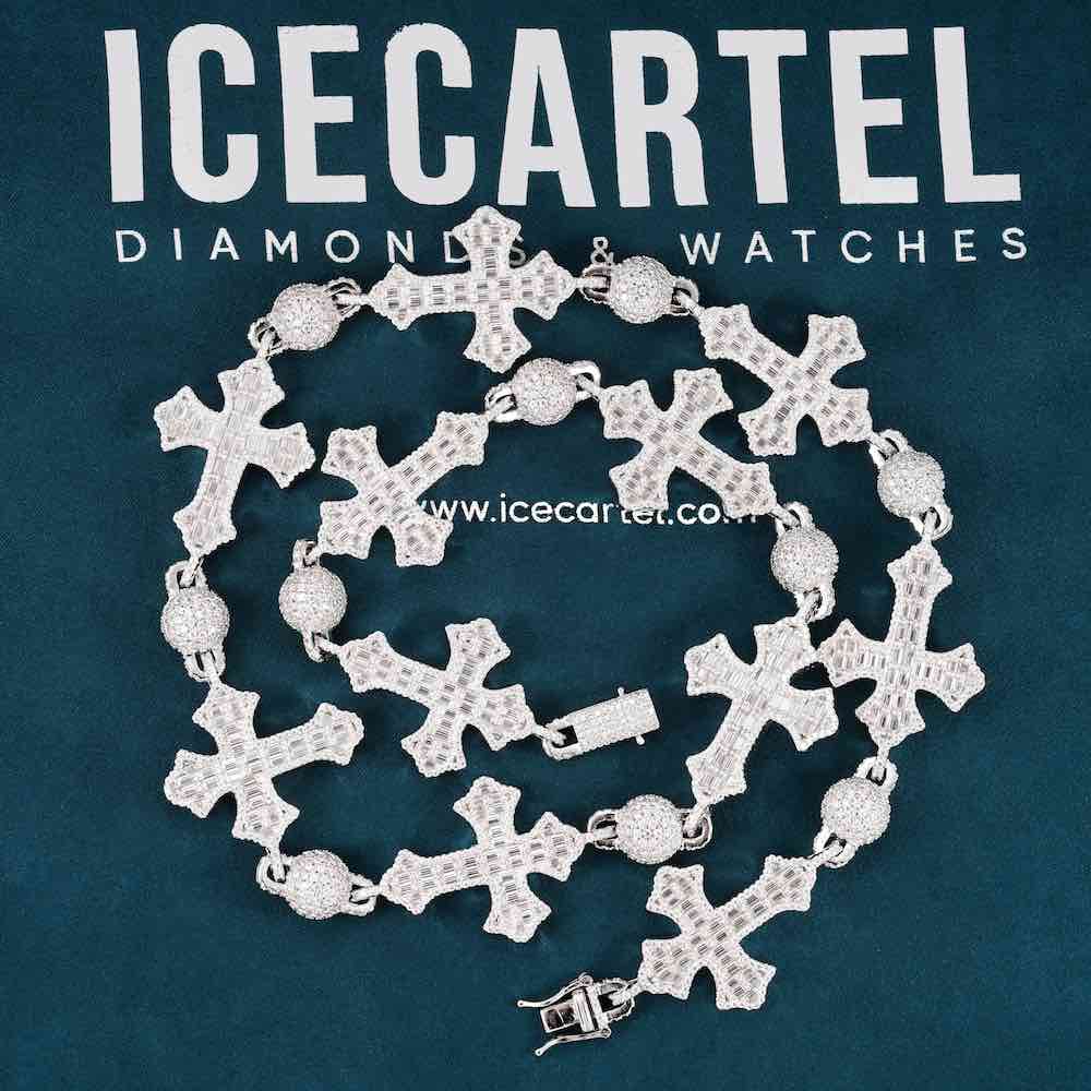 Moissanite Baguette Cross Custom Link Chain 14k Gold、mySite、hinf8tx79