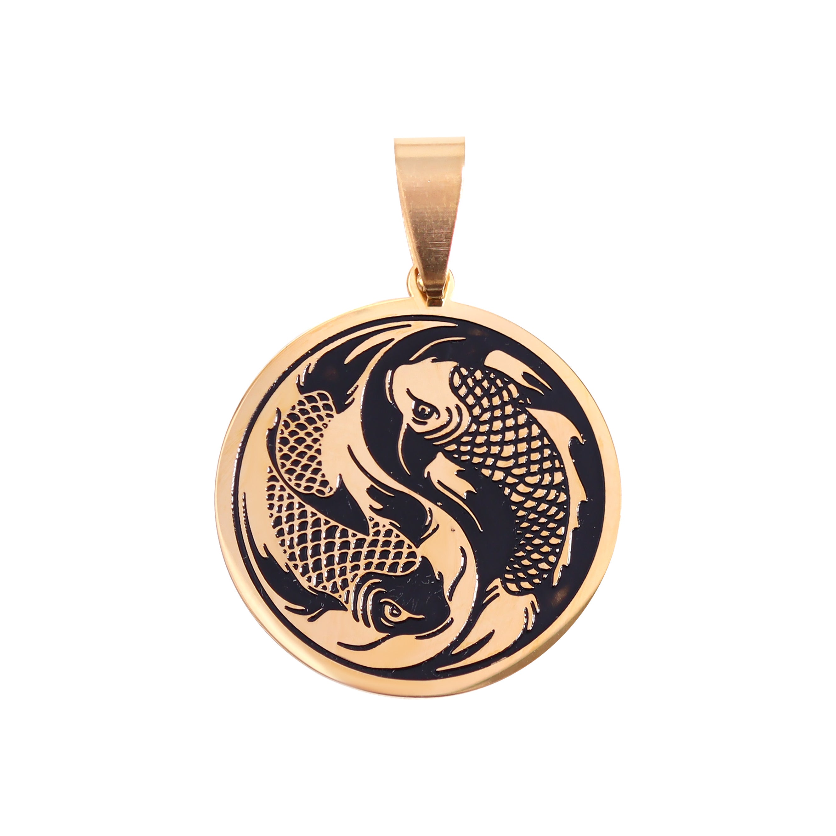 18K Gold PVD Stainless Steel Yin & Yang Koi Fish Pendant / PDL0124、mySite、dreamappss