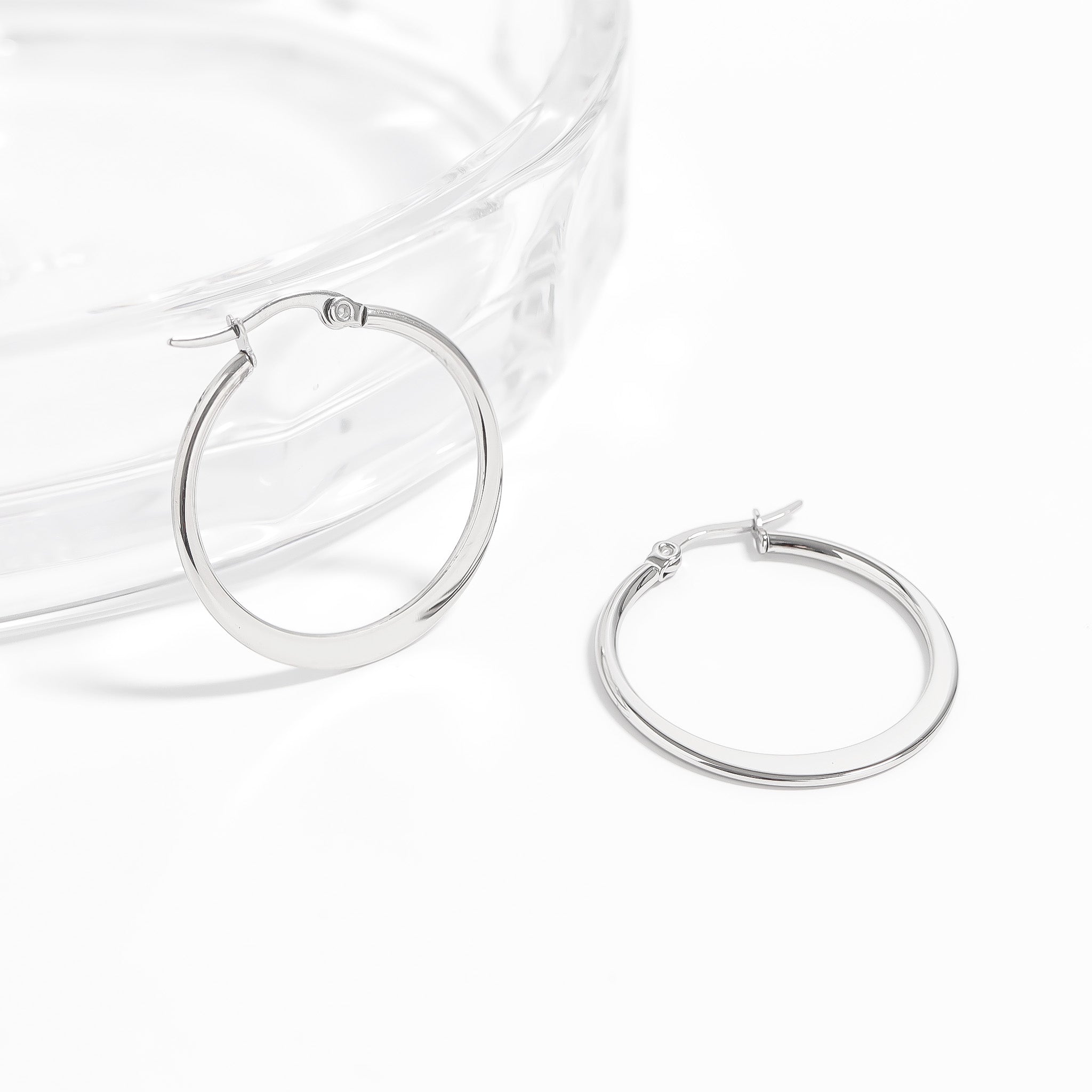 Stainless Steel Flat Oval Tube Hoop Earrings / ERJ2132、mySite、dreamappss