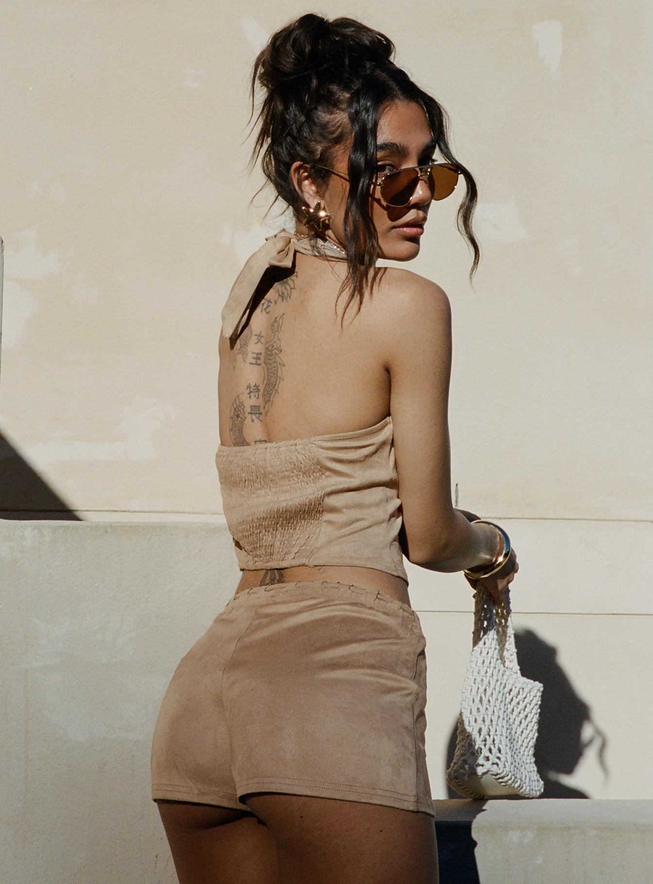 Eternal Youth Faux Suede Top Taupe、mySite、solidvoid