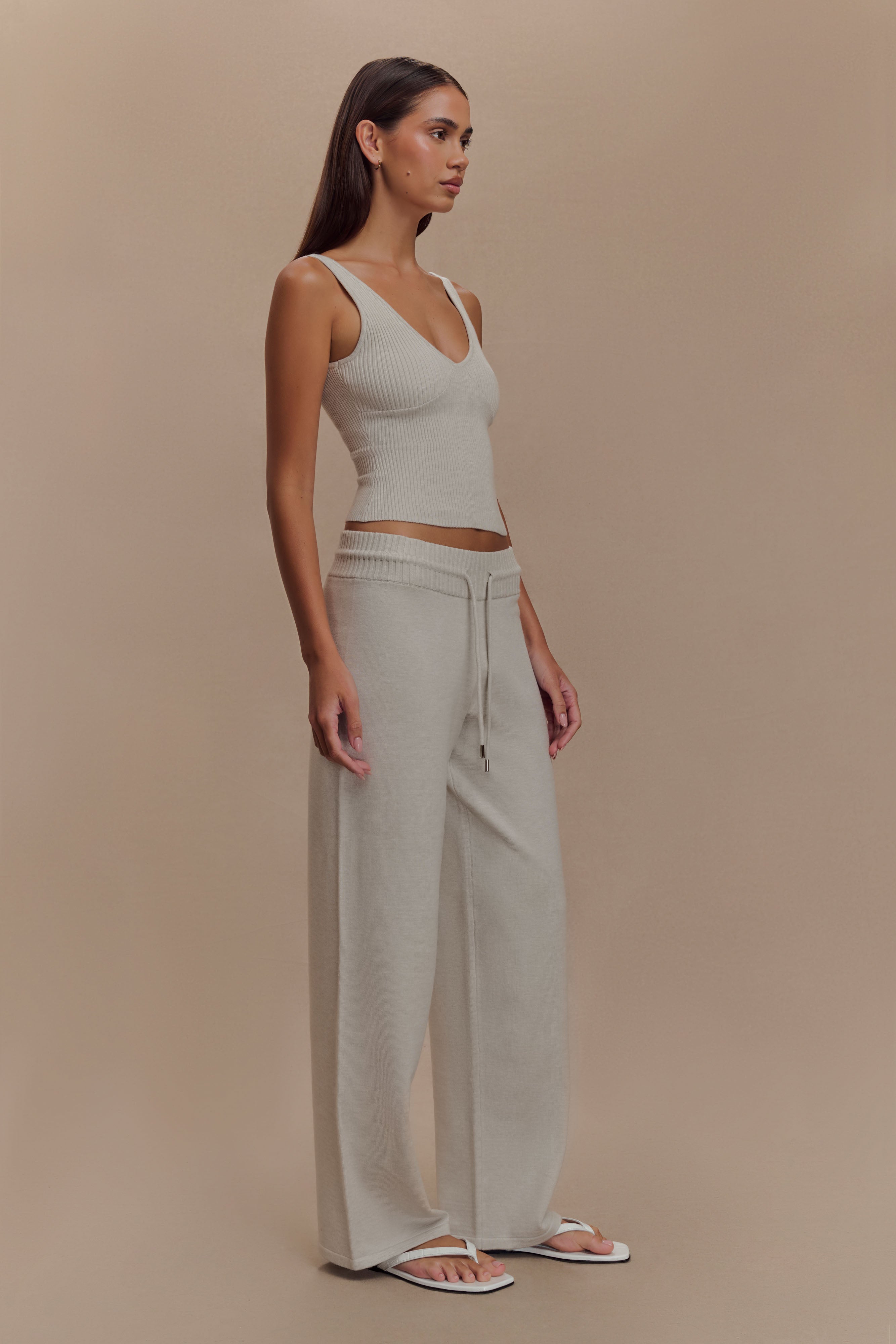 Natalya Knit Wide Leg Pants - Heather Grey Marle、mySite、solidvoid