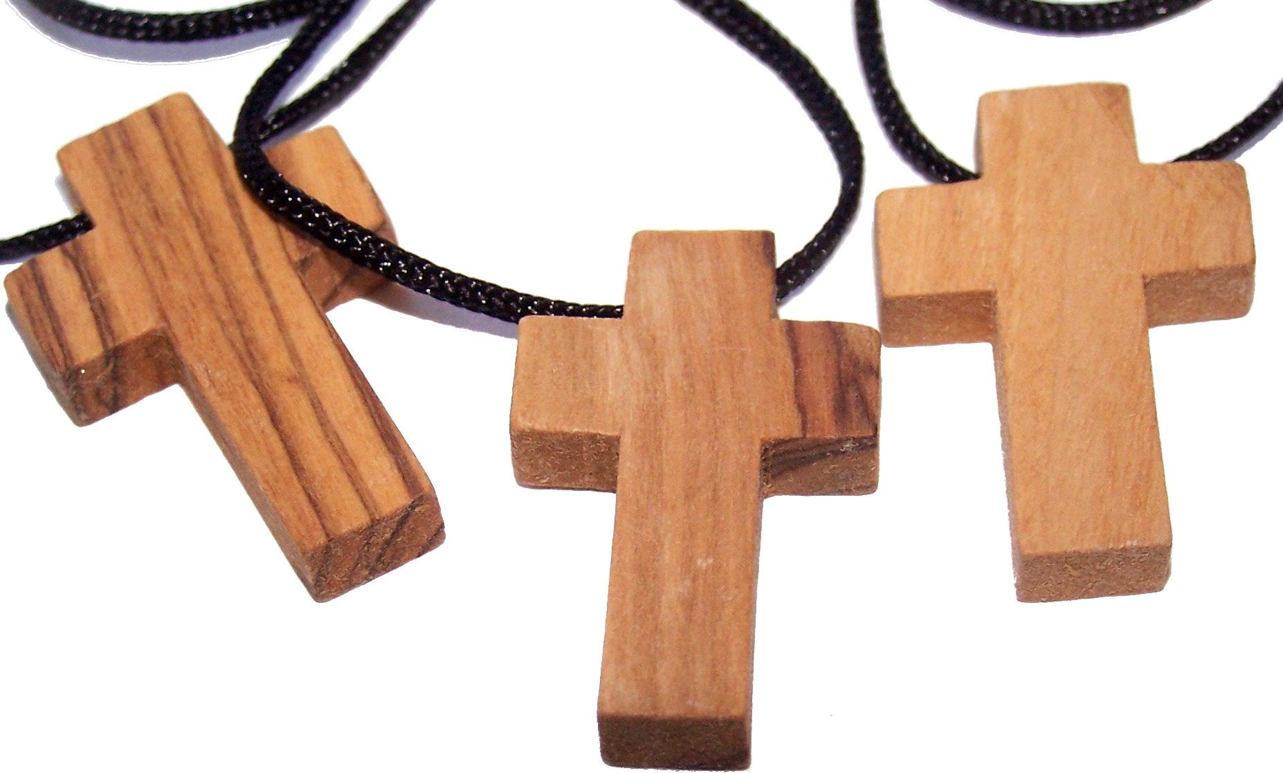Holy Land Market 3 x Olive Wood Crosses Necklaces - with 3 Certificates and Lord Prayer Cards、mySite、topwebapps