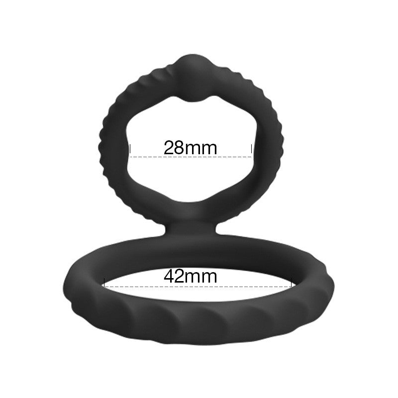 Armour Double Silicone Penis Ring | Lock Delay Erection | Black | Stretchy、mySite、bottomscart