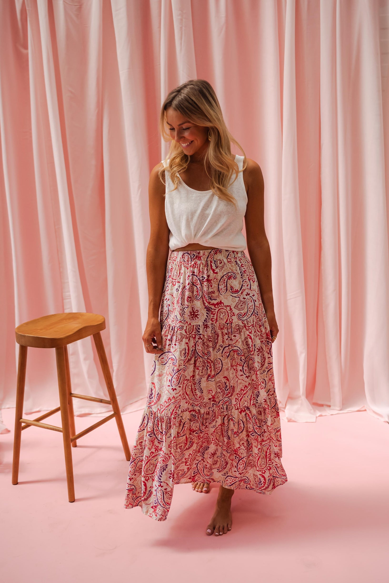 White pleated skirt
