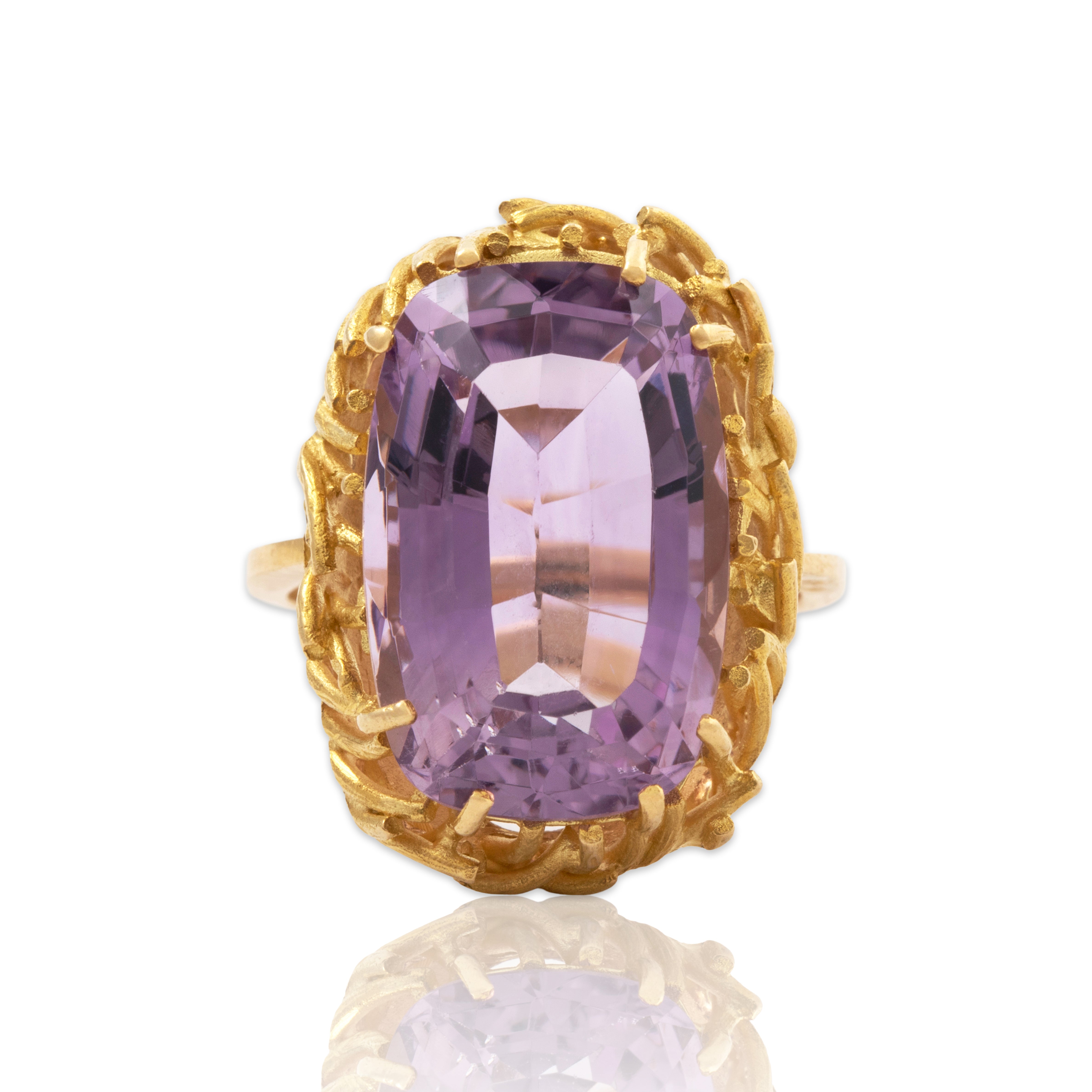 Vintage 18k Yellow Gold 10.82ct Amethyst Statement Cocktail Ring 5.75、mySite、hinf8tx79