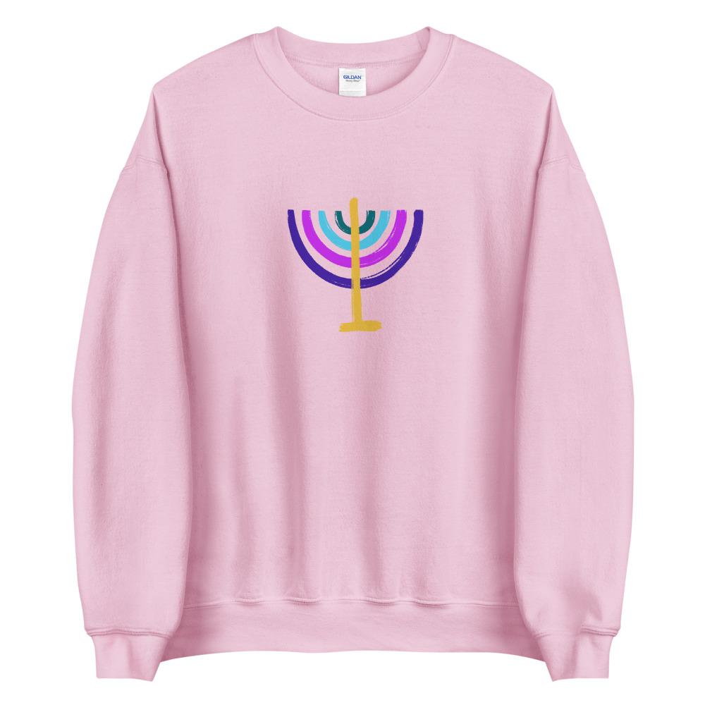 Unisex Colorful Menorah Sweatshirt - (White, Gray or Pink) - (Sizes S - 5XL)、mySite、topwebapps