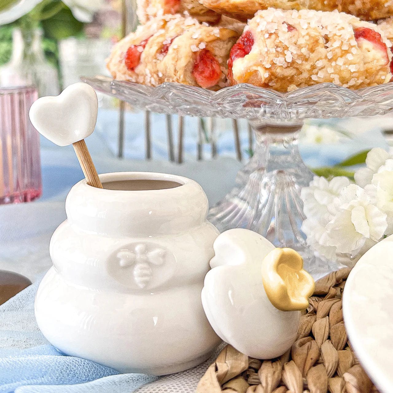 Bee Hive Ceramic Mini Honey Jar and Dipper Set - Set of 2、mySite、topwebapps