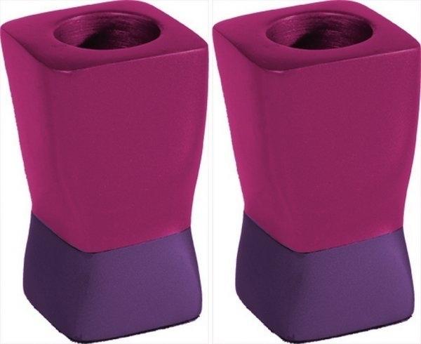 Anodized Aluminum Shabbat Candlesticks by Yair Emanuel - Pink and Purple、mySite、topwebapps