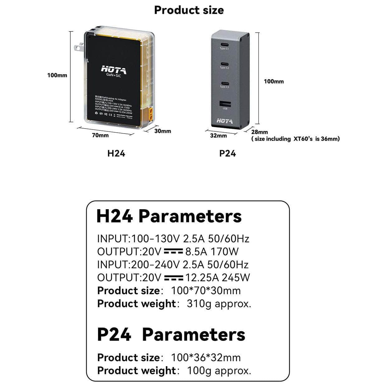  HOTA H24 245W GaN Gallium Nitride AC Adapter、mySite、merchandisen
