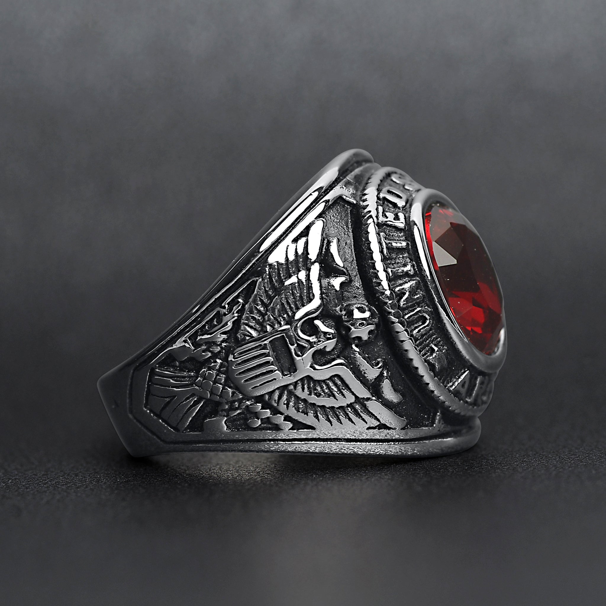 Stainless Steel United States Army Red Center Stone Ring / MCR6006、mySite、dreamappss