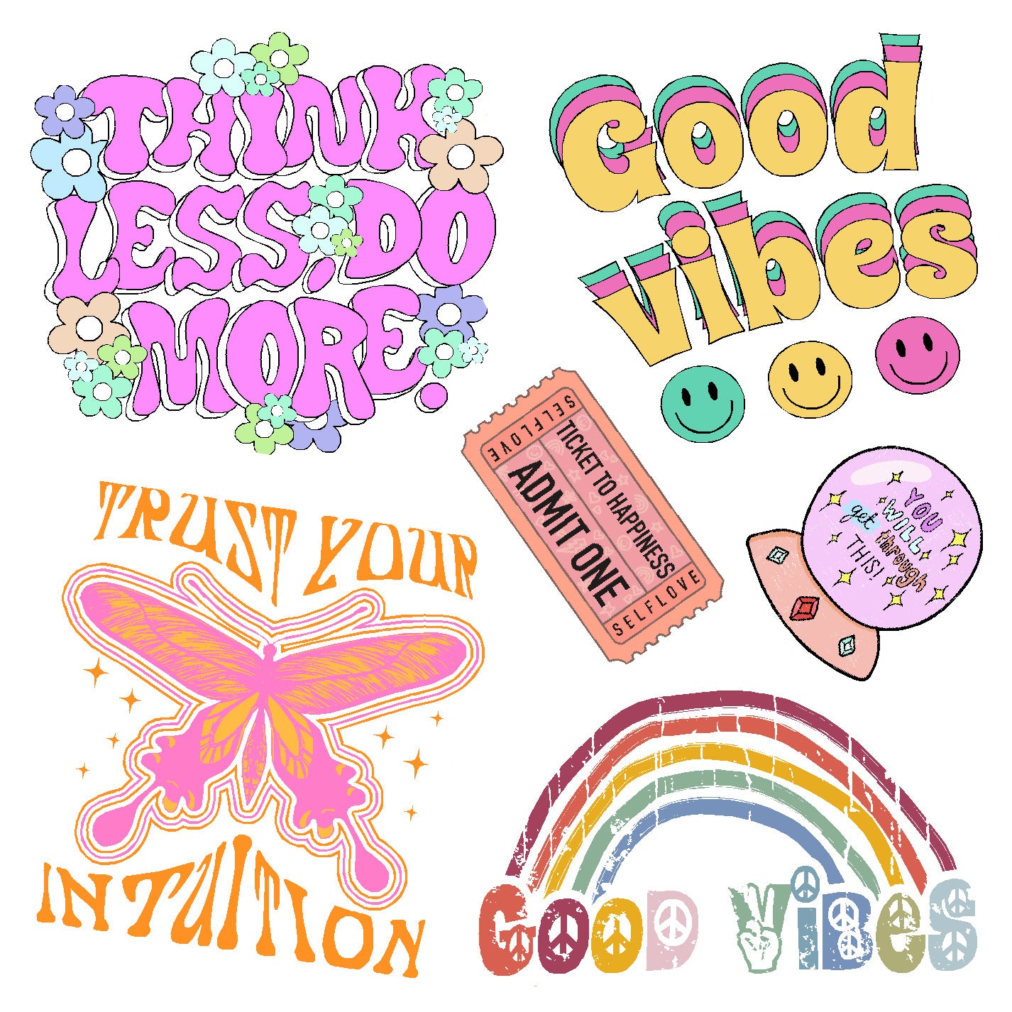  Good Vibes Vinyl Sticker Decal Set、mySite、ghnorth