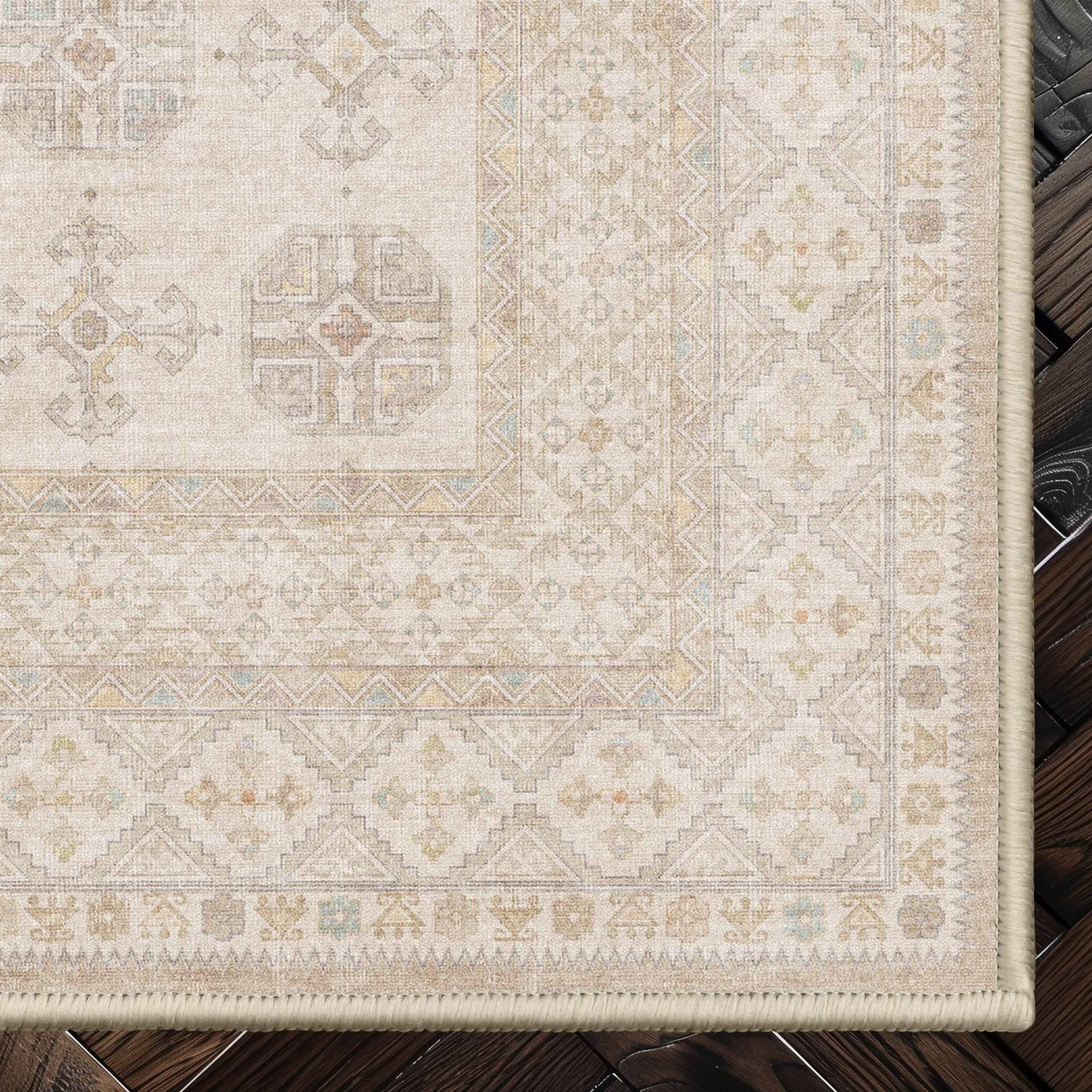 Vienna Floral Rug – Elegant Beige Tones Soft Easy to Clean、mySite、gigharbornorthrealestate