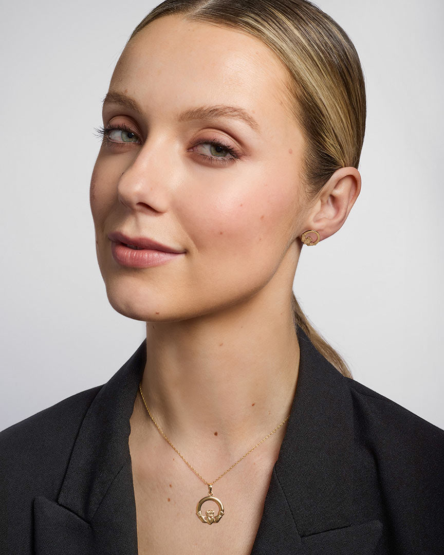  Gold Claddagh Stud Earrings