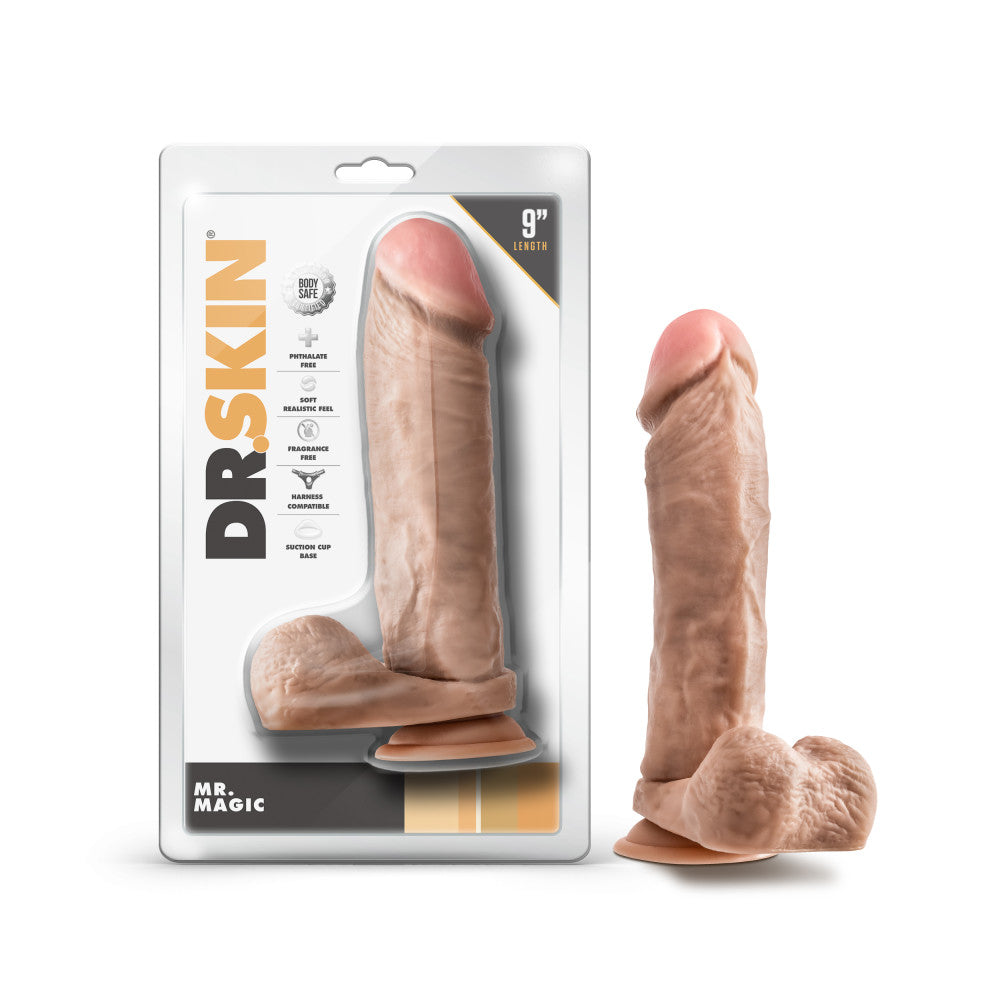 Dr. Skin By Blush® | Mr. Magic 9 Inch Long Dildo with Suction Cup & Balls Vanilla、mySite、bottomscart