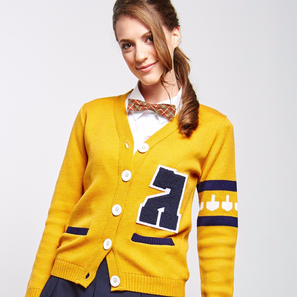 Gimmelman Women's Varsity Hanukkah Sweater with Authentic Chenille Letter、mySite、topwebapps