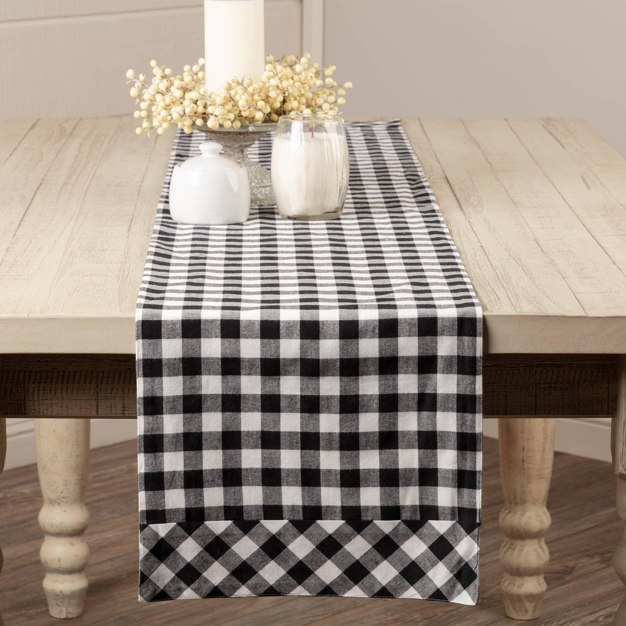 Vintage Check Black and White Table Runners and Placemats、mySite、g9winljtr