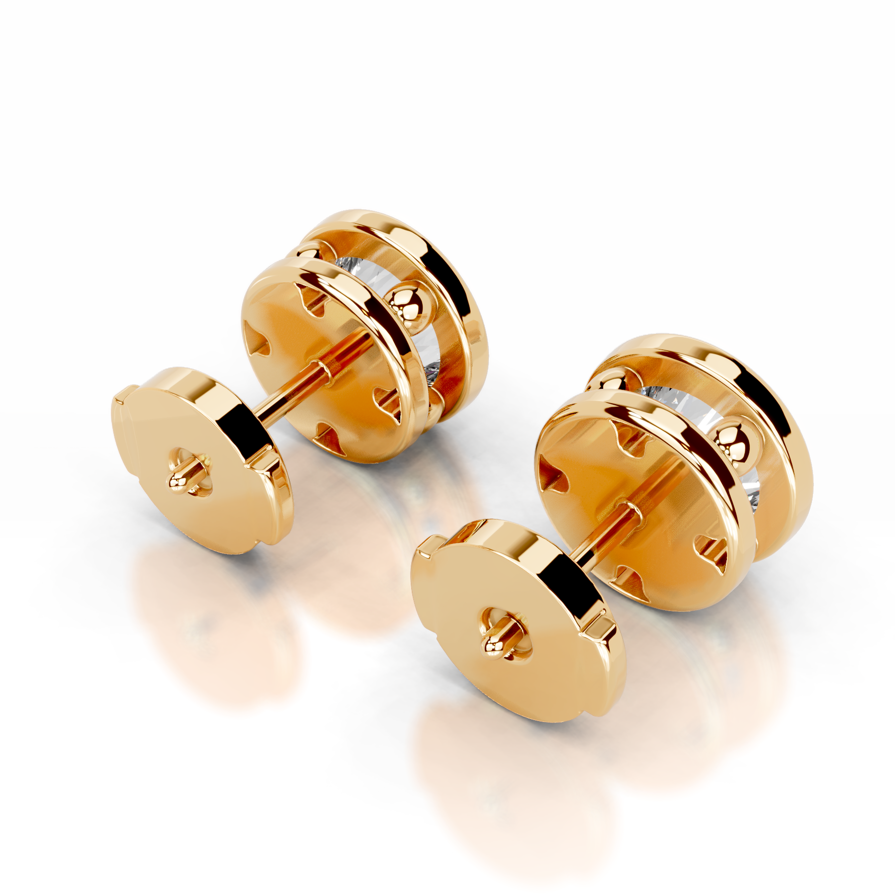 Amber Lab Grown Diamond Earrings (3 Carat) -18K Yellow Gold、mySite、hinf8tx79