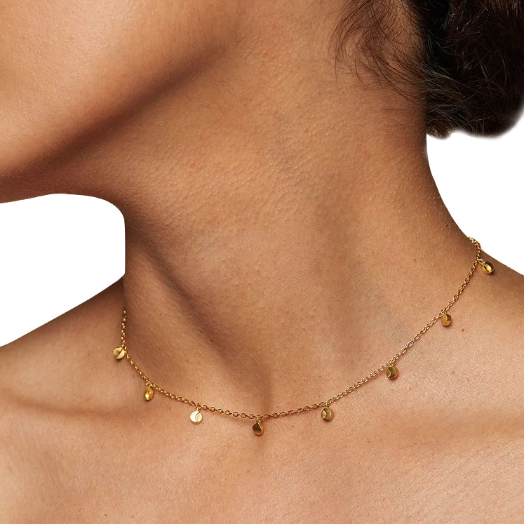 Phases of the Moon Dainty Gold Choker Necklace、mySite、topwebapps