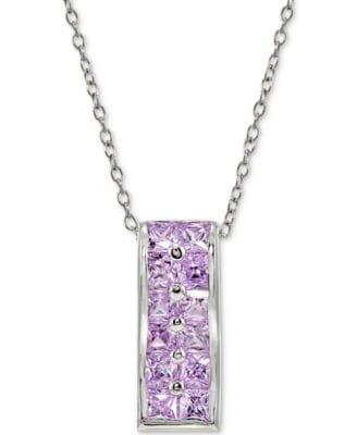 Purple CZ Bar Italian Sterling Silver Necklace by Giani Bernini、mySite、g9winljtr