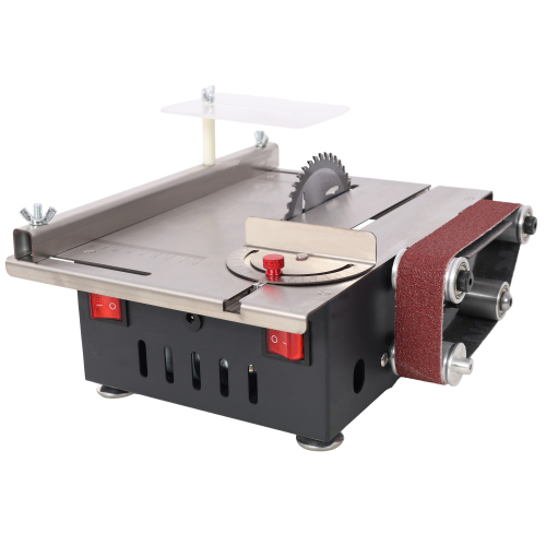 Mini Table Saw,Belt Sander, stainless steel top,4pcs Blades,10pcs Sanding Blet,7 Gear Adjustable 0-90° Angle, Available for Wood/PCB/Acrylic/Plastic,DIY Model Crafts Cutting Tool、、eastwooduniform