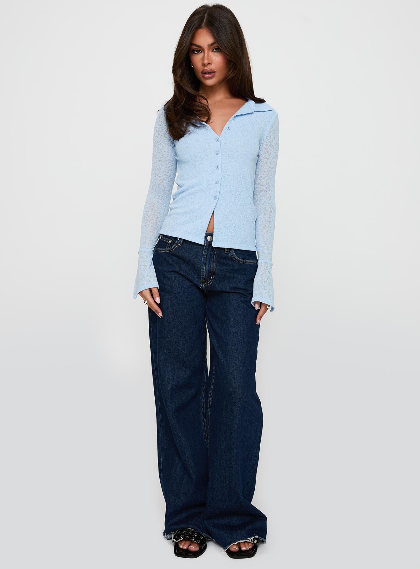 Finnean Long Sleeve Top Pale Blue、mySite、solidvoid