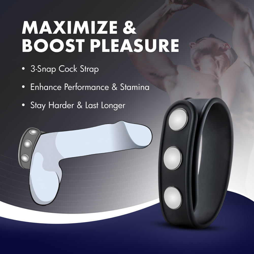 Performance By Blush® | VS5: Black Silicone 3-Snap Penis Strap、mySite、bottomscart